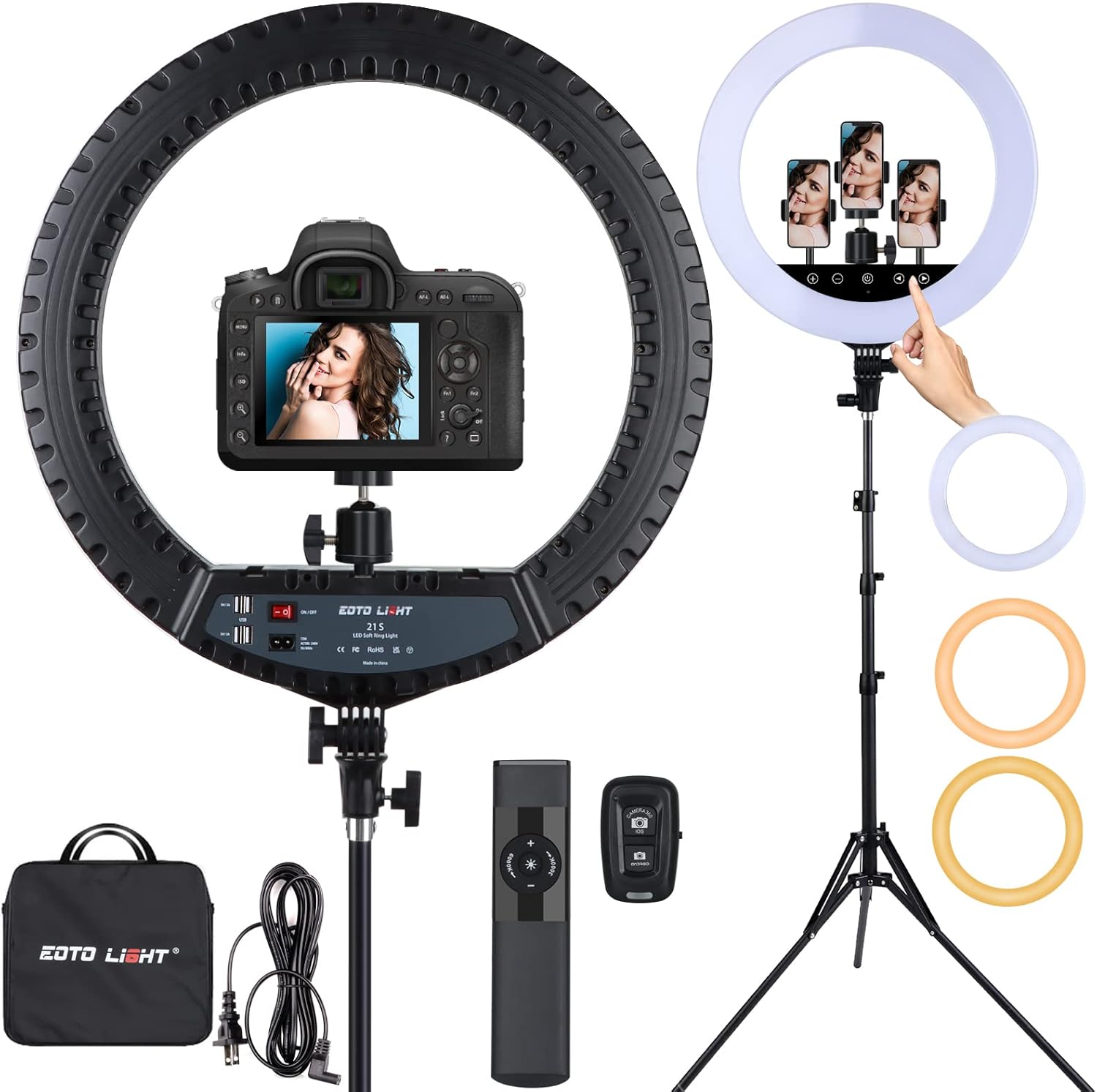 21 inch LED Ring Light with Tripod Stand, Large Selfie Ring Light with Touch Pan...