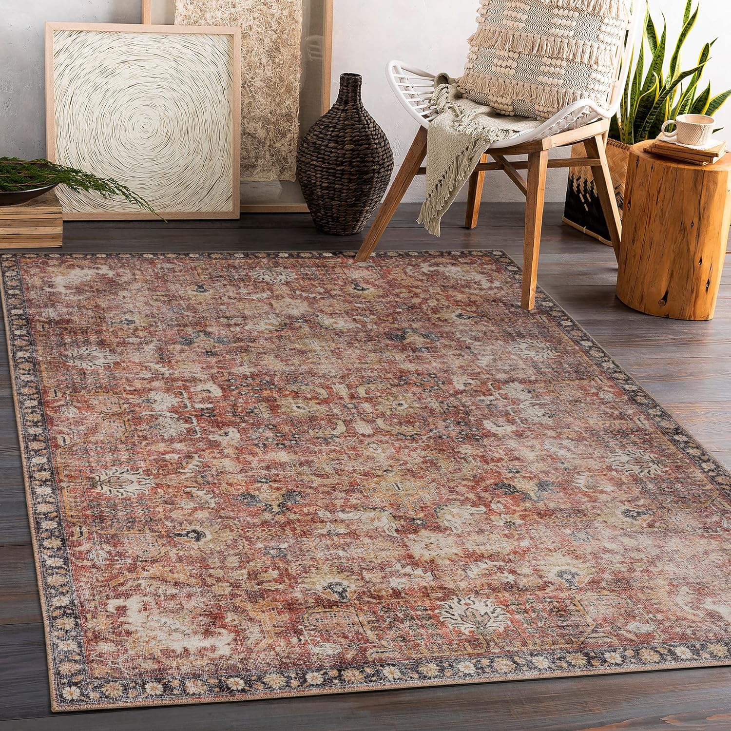 Valenrug Washable Rug, Special Ultra-Thin Antique Collection Area Rug, Innovativ...