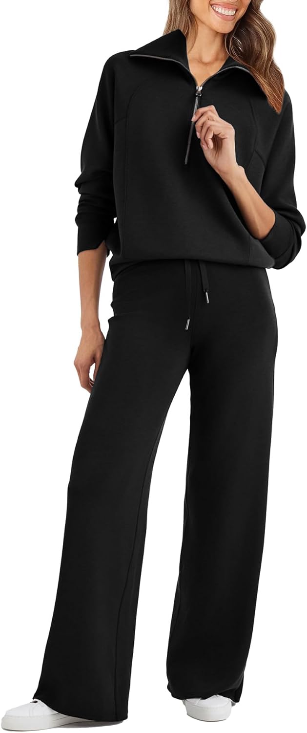 Glamaker Womens 2 Piece Outfits, Special Sweatsuit Set with Oversized Half Zip S...