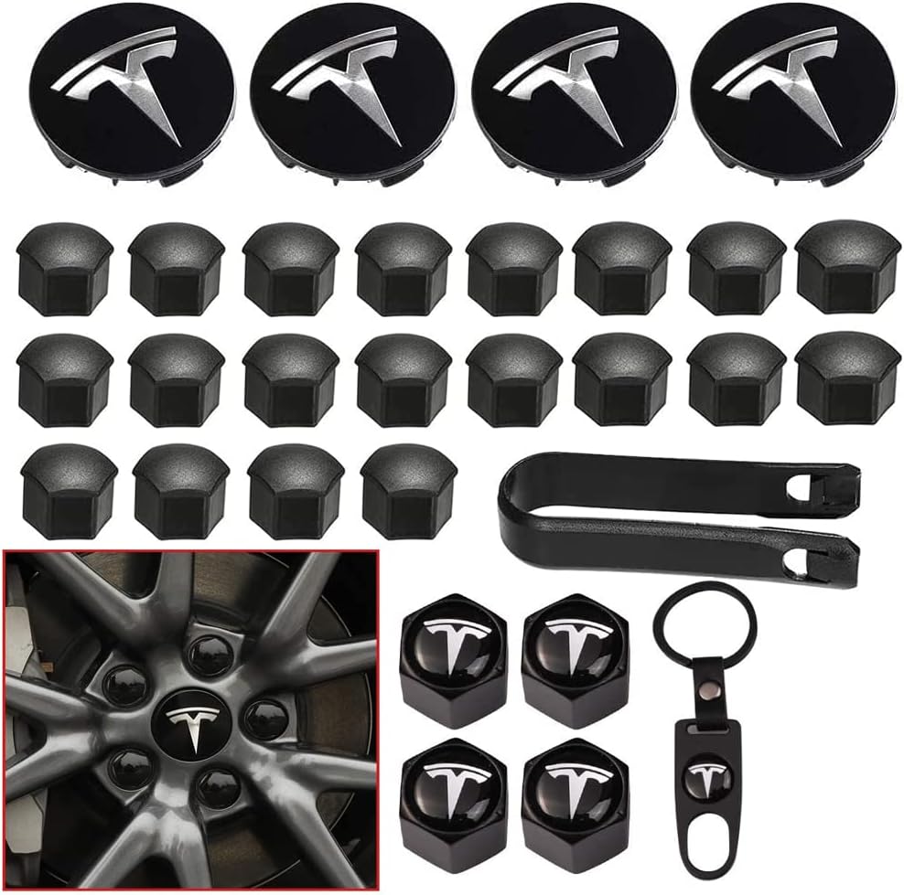 For Tesla Wheel Cap Kit, Tesla Model 3 Aero Wheel Cap Kit Wheel Lug Nut Covers H...