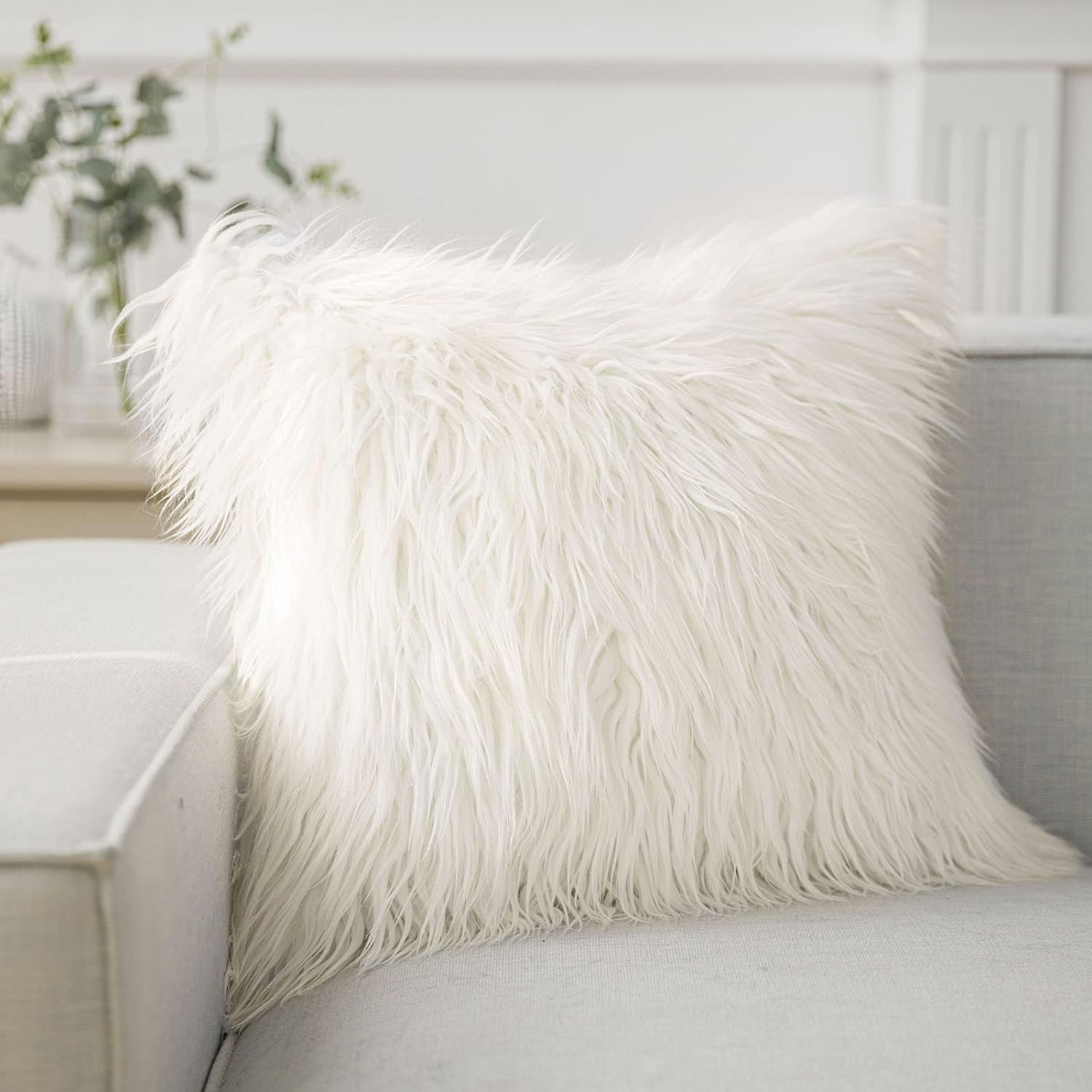 Phantoscope Faux Fur Pillow Cover, Special Decorative Fluffy Throw Pillow, High-...