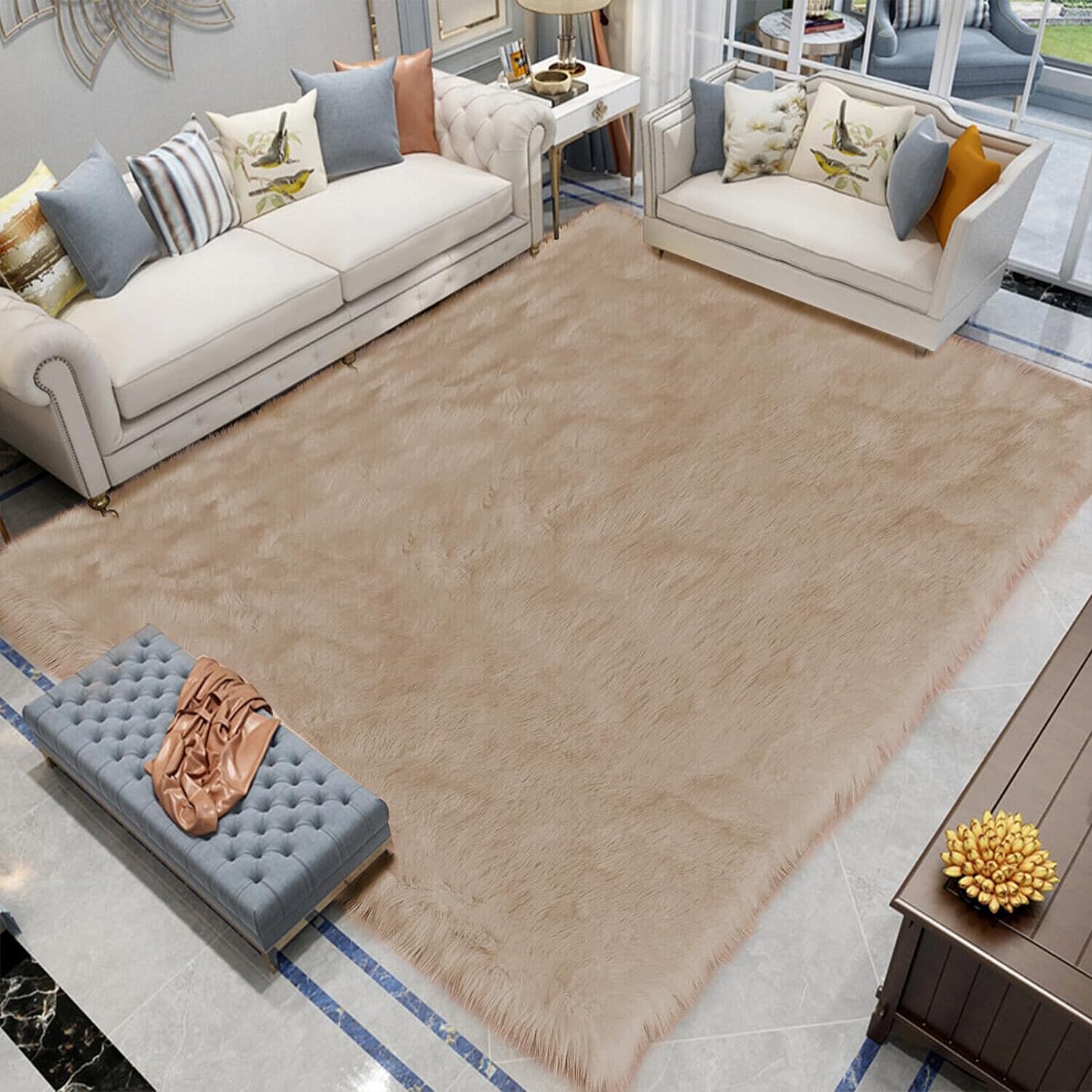 Latepis Area Rugs, Special Living Room Rugs, Innovative Washable Faux Fur Rug, S...