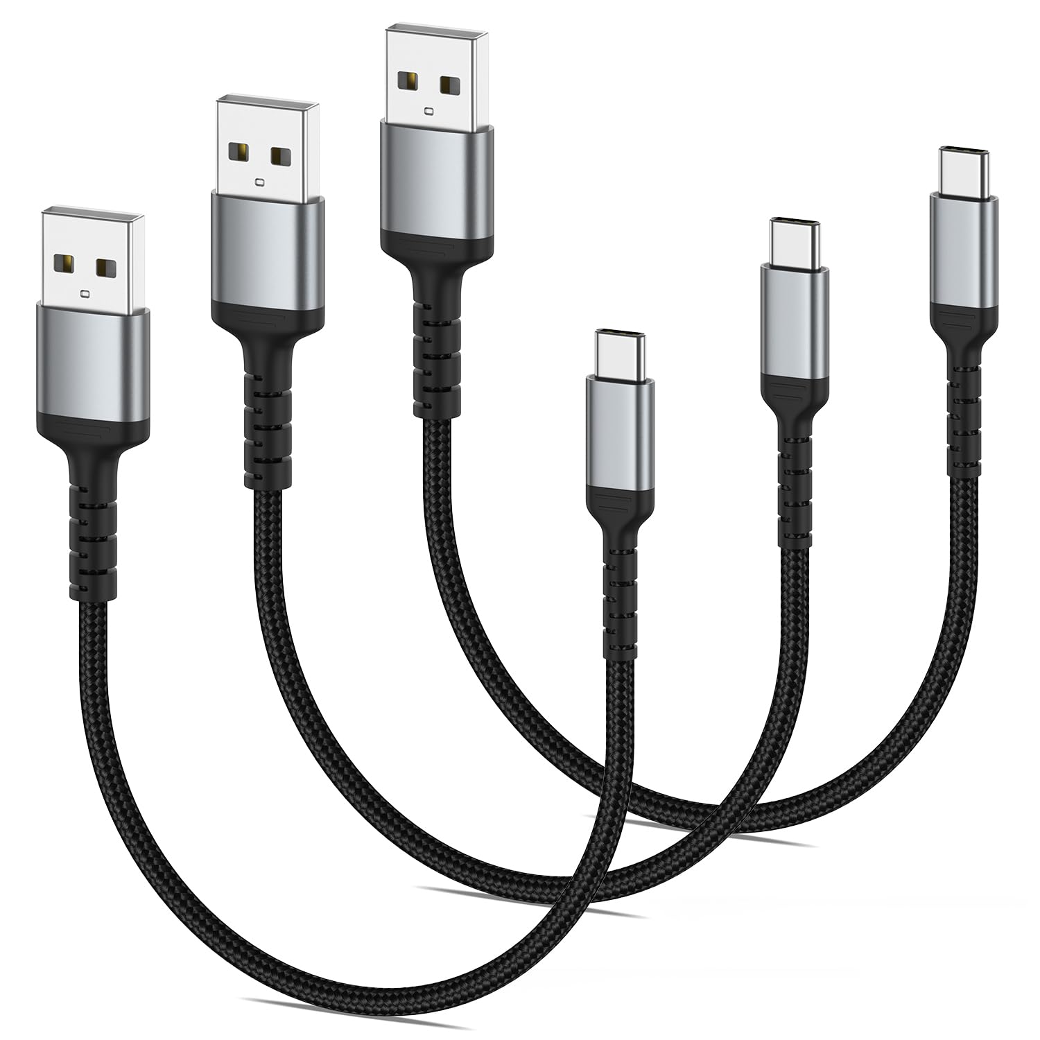 ULIFTUS Short USB C Cable[0.3M, 3Pack], 30CM Nylon Type C Fast Charging Cable Br...