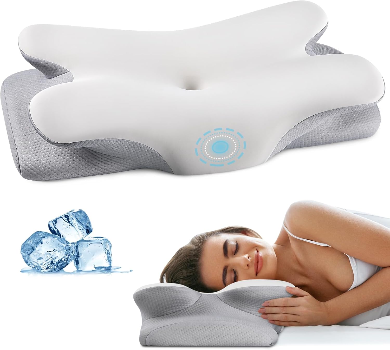 Cervical Neck Pillow for Pain Relief - Contour Memory Foam Pillows with Cooling...