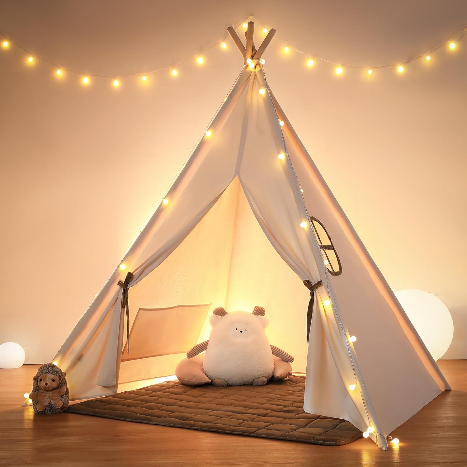 besrey Kids Tent, Special Teepee Play Tent with Lights and Padded Mat, Unique Po...