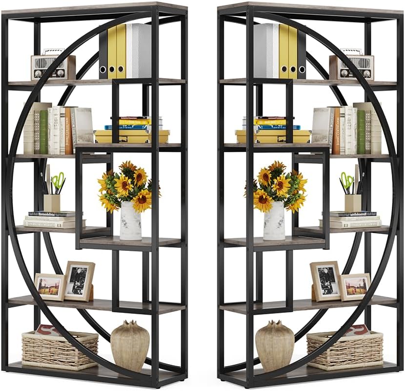 Tribesigns Bookshelf, Industrial 5-Tier Etagere Bookcase, 70.8" Tall Bookshelf w...