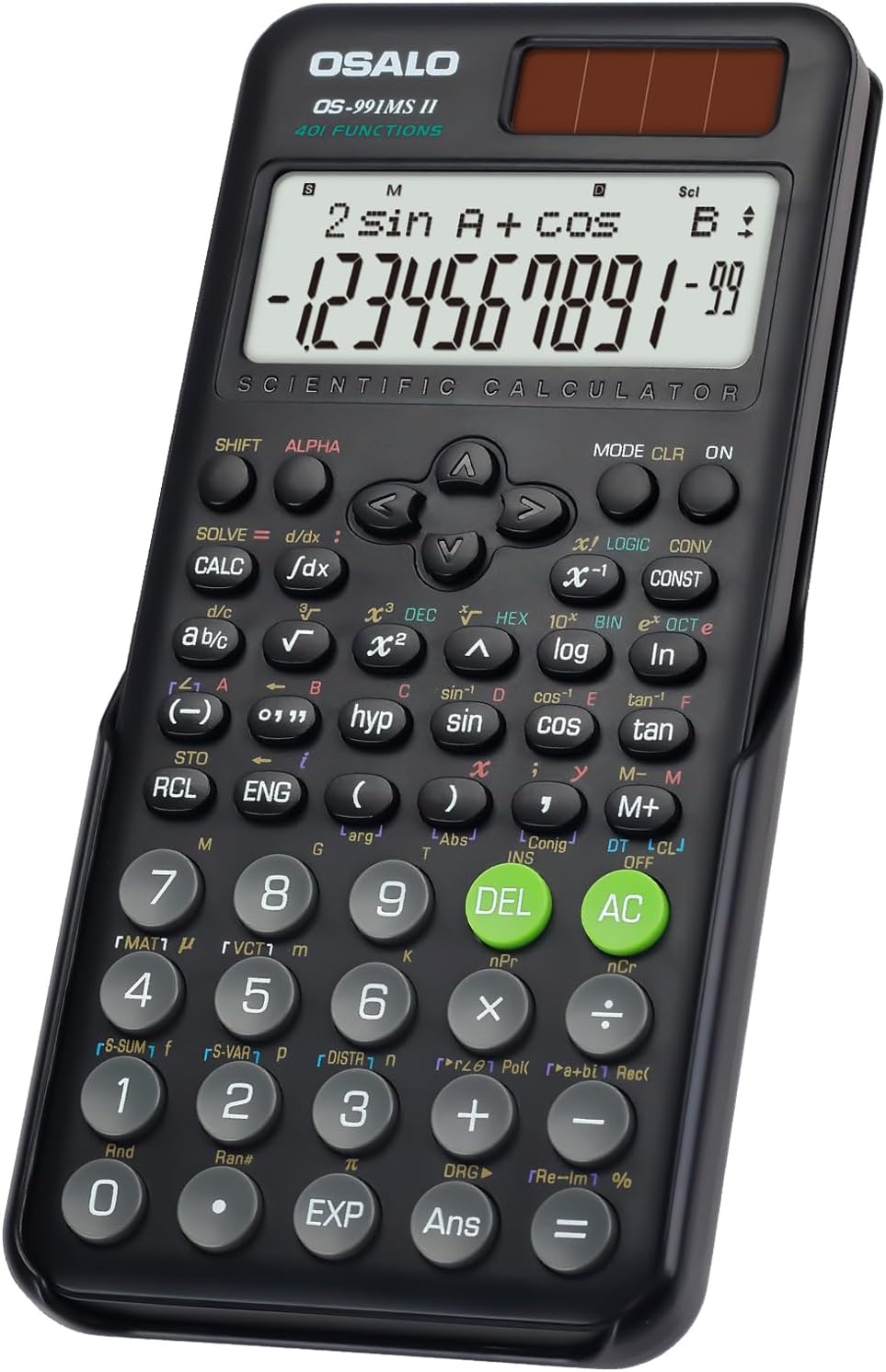 OSALO Scientific Calculator 401 Function 2-line Display 10+2 Digits Solar and Ba...