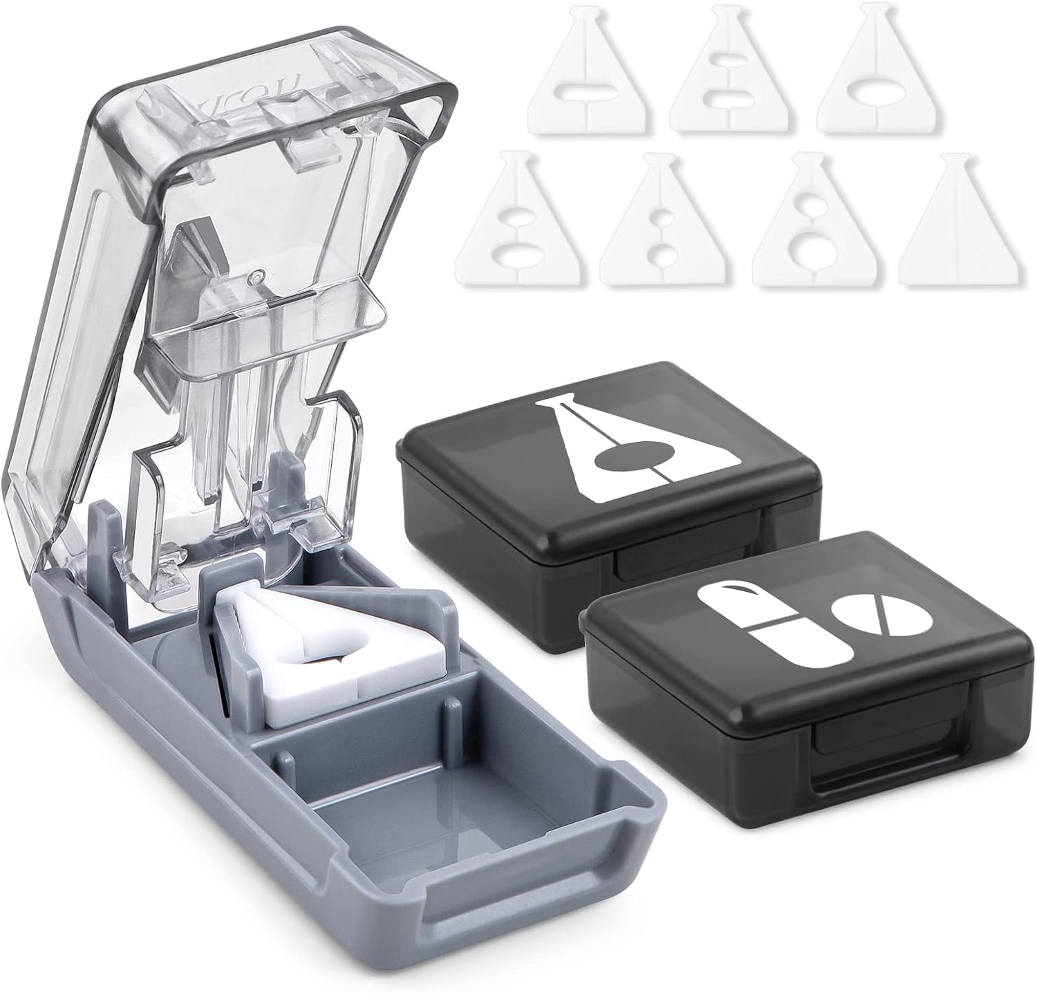 Fullicon Pill Cutter for Small Pills with V-Shape Holder, Pill Splitter with Bla...