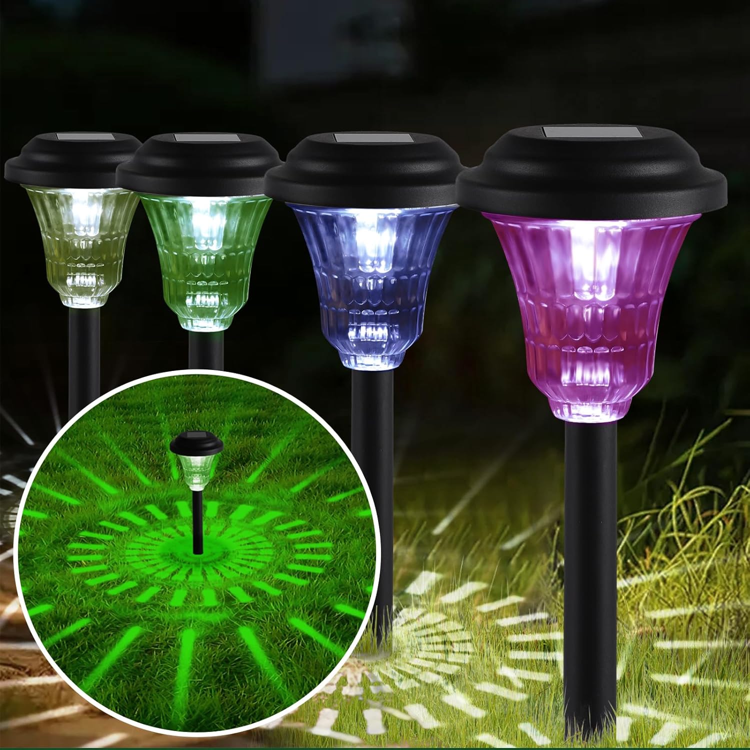 Opard Solar Lights Outdoor Garden, 8 Pack Pathway Lighting Waterproof, Auto On/O...