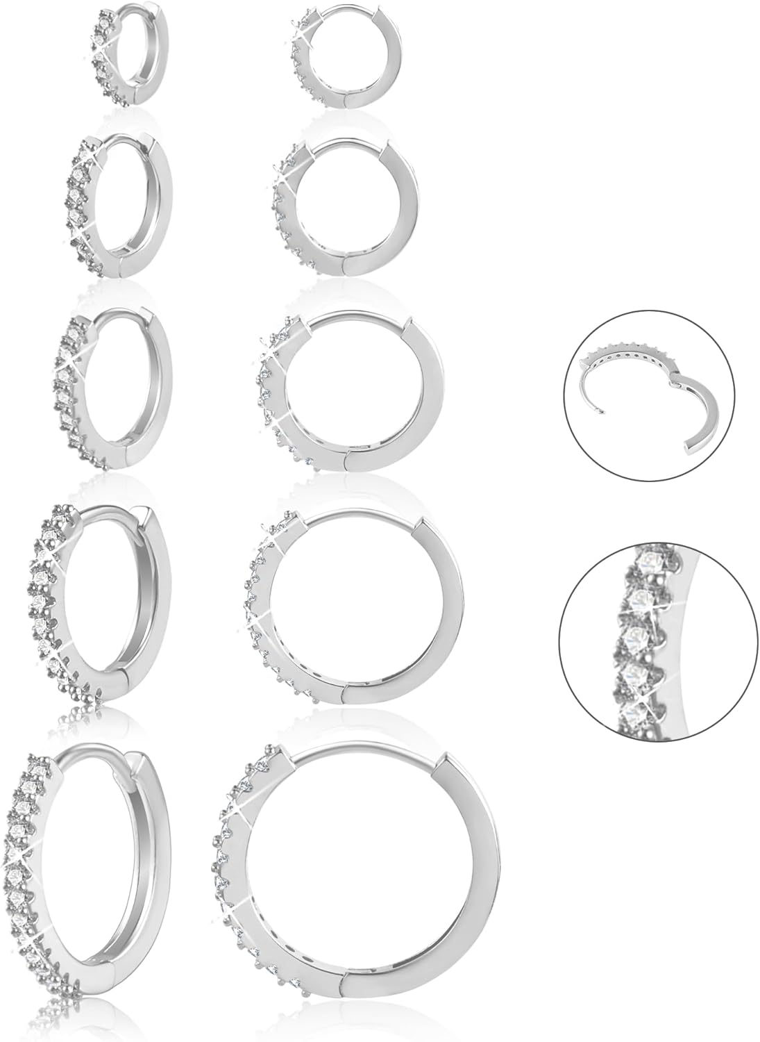 Small Earrings Sets 14K Gold 925 Sterling Silver Hoop Earrings for Women Huggie...
