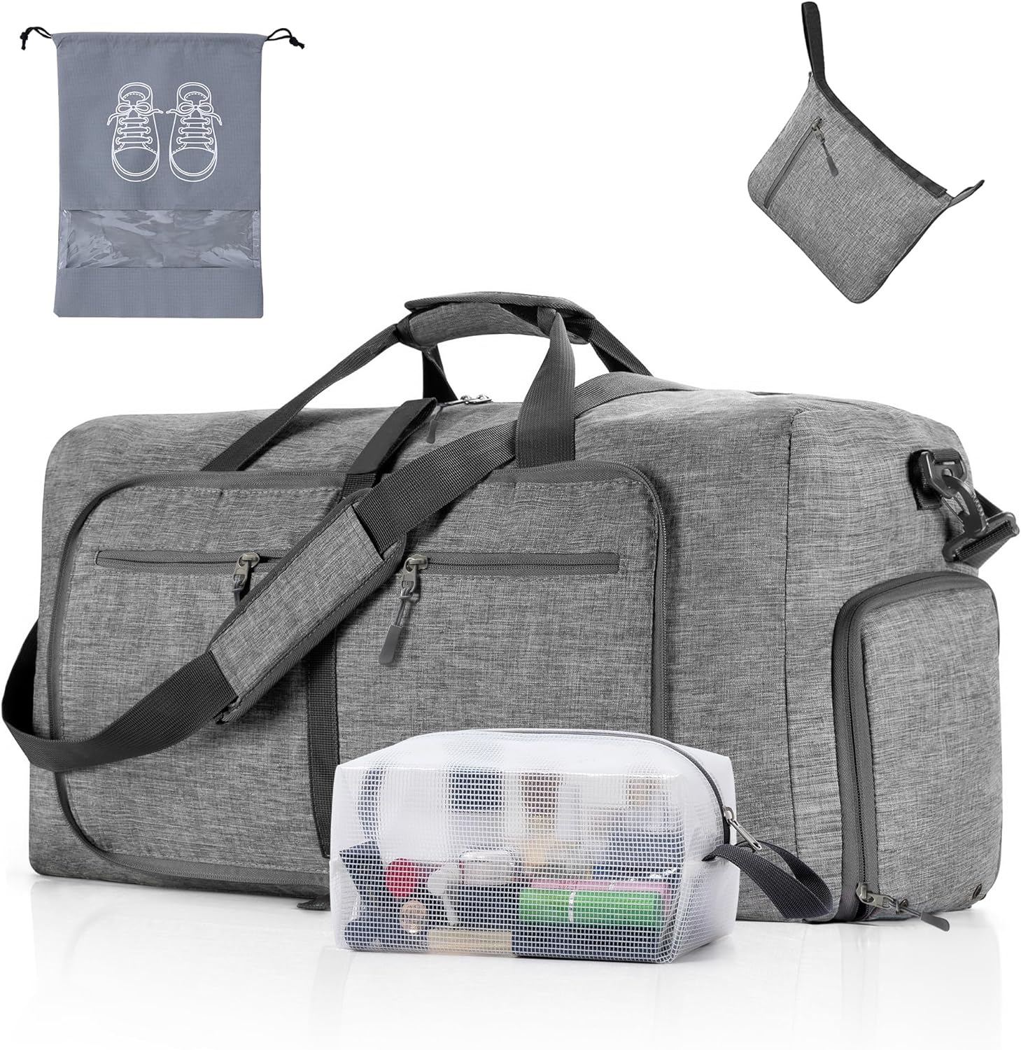 Vomgomfom 65L Waterproof Duffle Bag with Shoes Compartment, Foldable Travel Duff...