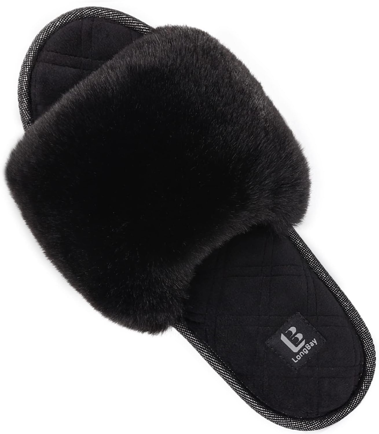 Special LongBay Women's Flat Spa Slide Slippers, Premium Fuzzy Faux Fur House Sh...
