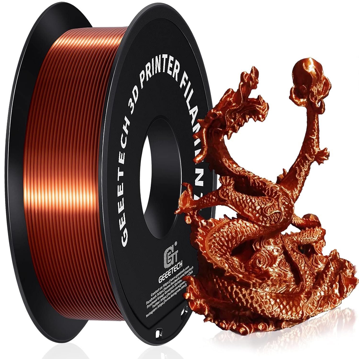 PLA Filament 1.75mm Silk, Geeetech 3D Printer PLA Filament,1.75mm,1kg per Spool,...