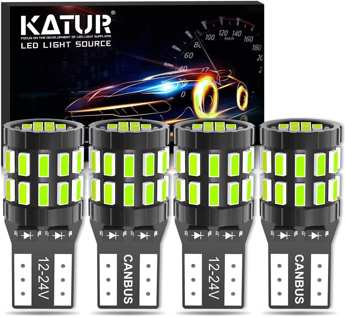 KATUR 194 T10 W5W 168 LED Light Bulb Super Bright Ice Blue 30-SMD 3014 Chips 12-...