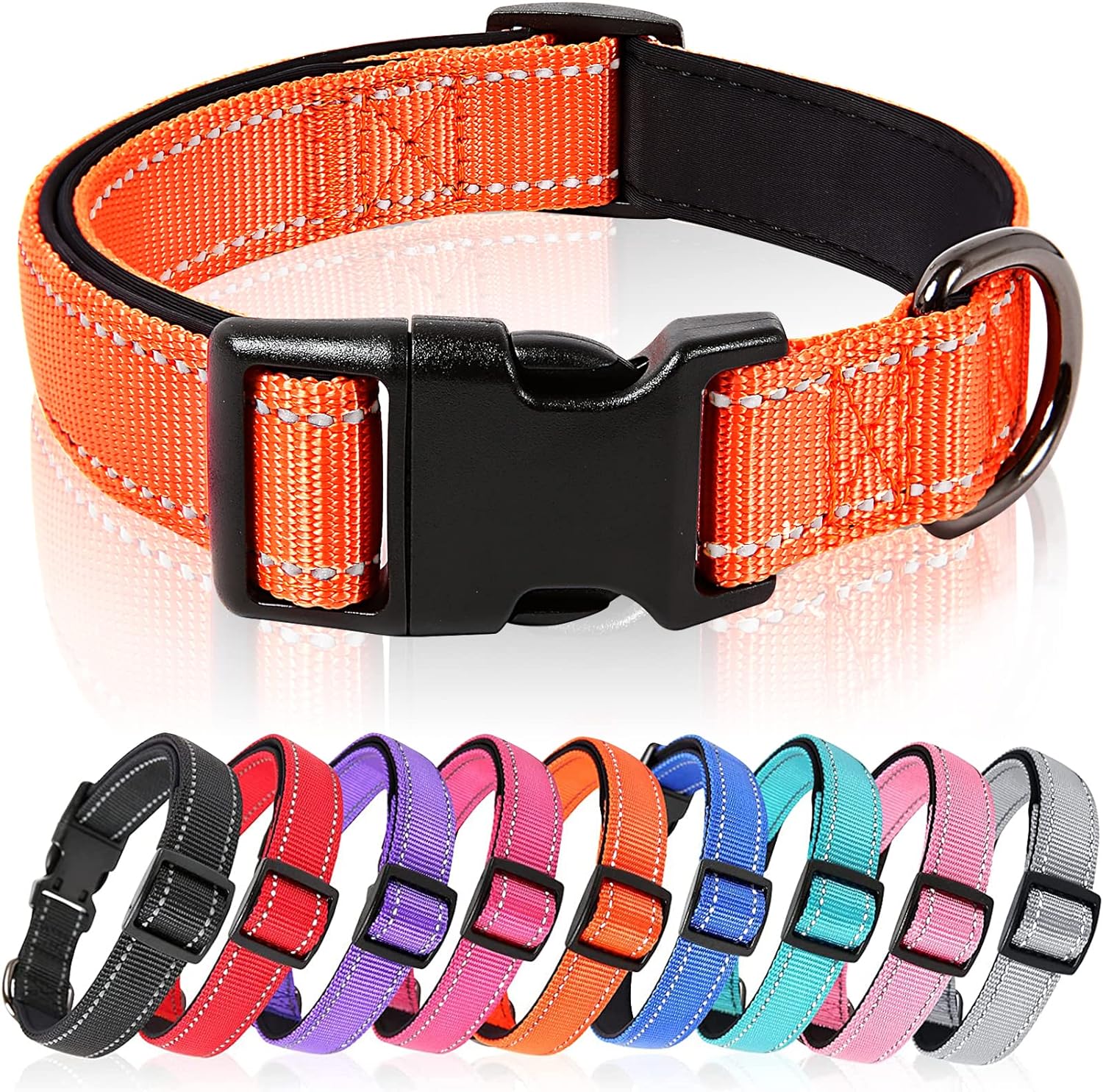 HEELE Dog Collar, Reflective Dog Collar, Soft Neoprene Padded Breathable Nylon P...