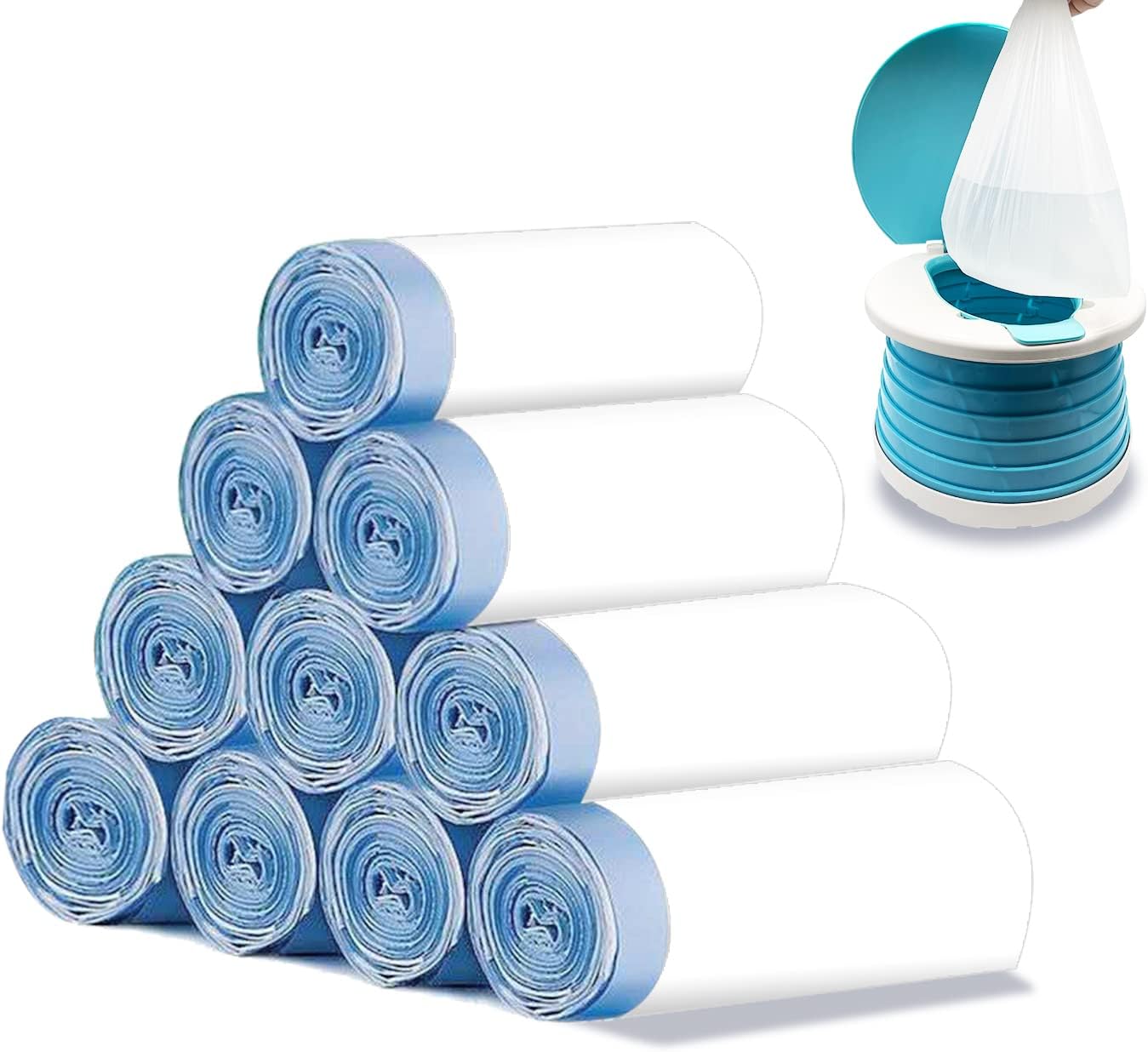 150 Pack Portable Travel Potty Chair Liners Bags Universal with Drawstring Train...