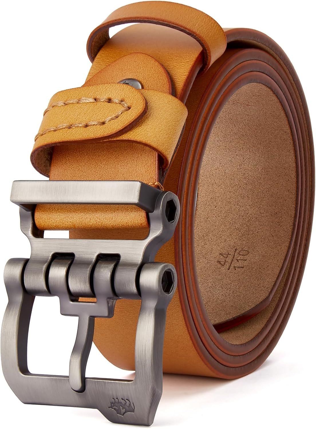 BISON DENIM Men's Belt - Leather Waistband with Anti-Scratch Pin Great for Jeans...