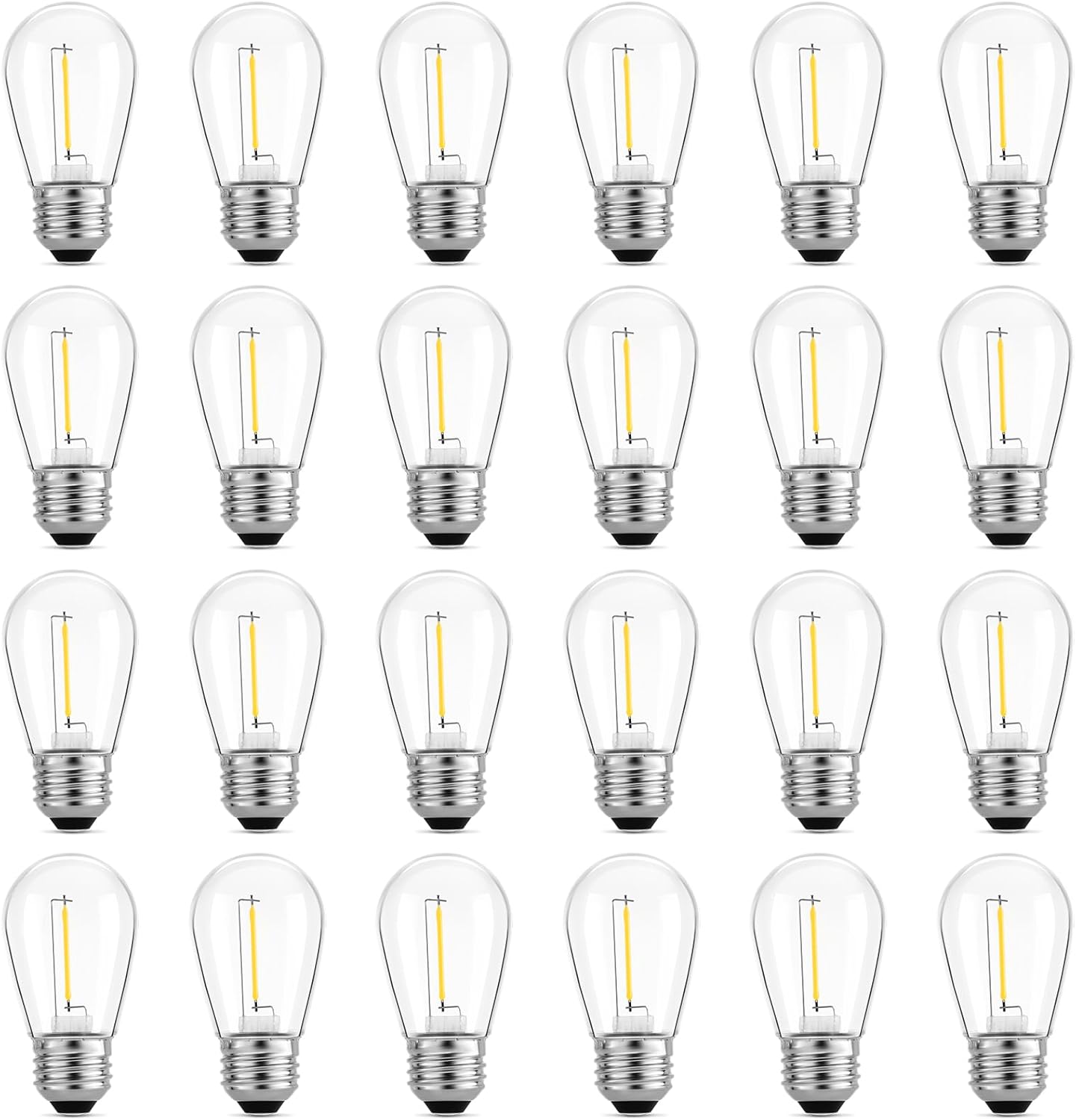 Meconard 24-Pack LED 1W String Light Bulbs, S14 Plastic Shatterproof Edison Vint...