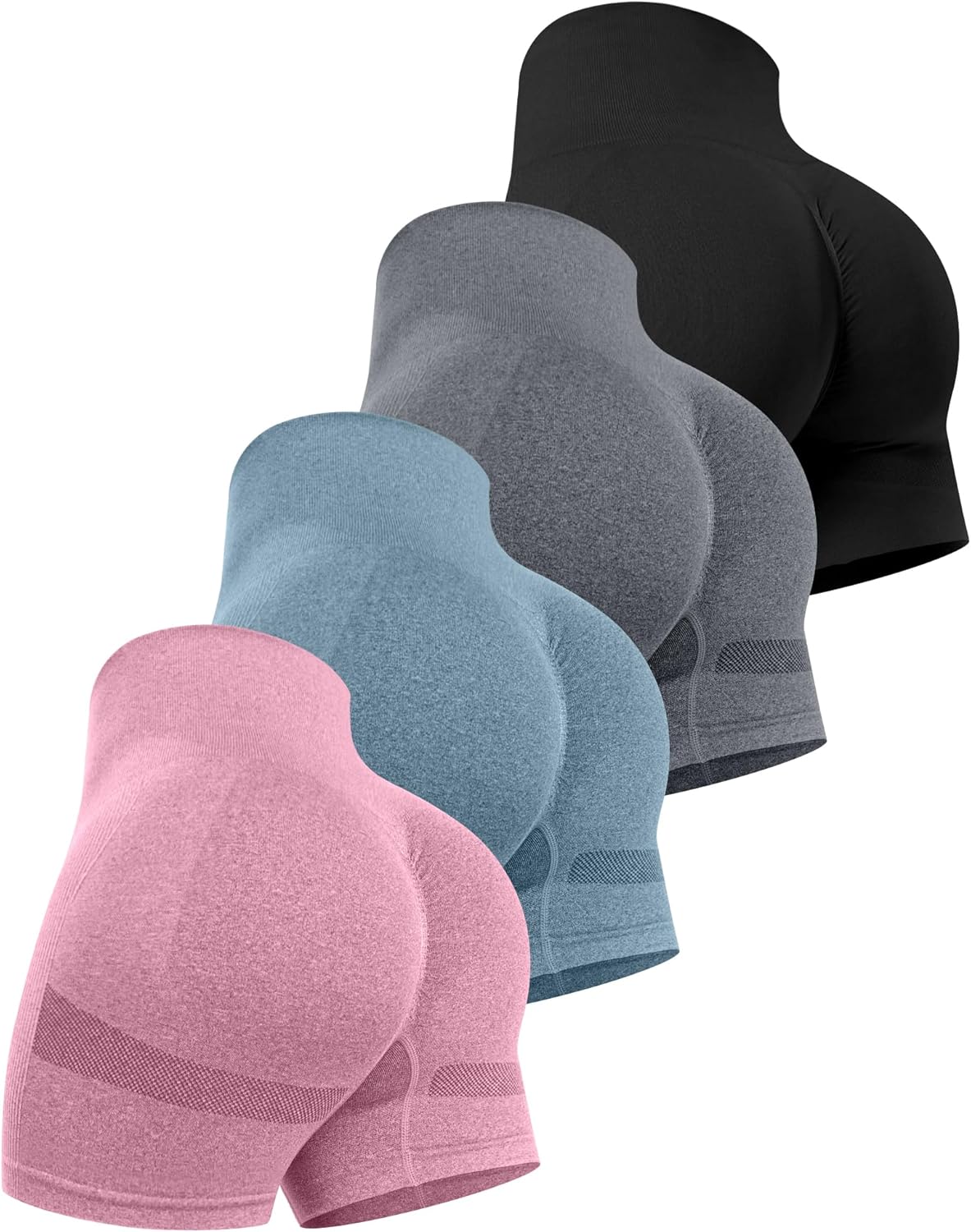 CHRLEISURE Women's Gym Shorts, Special Workout Shorts in 4 Packs, Innovative Hig...