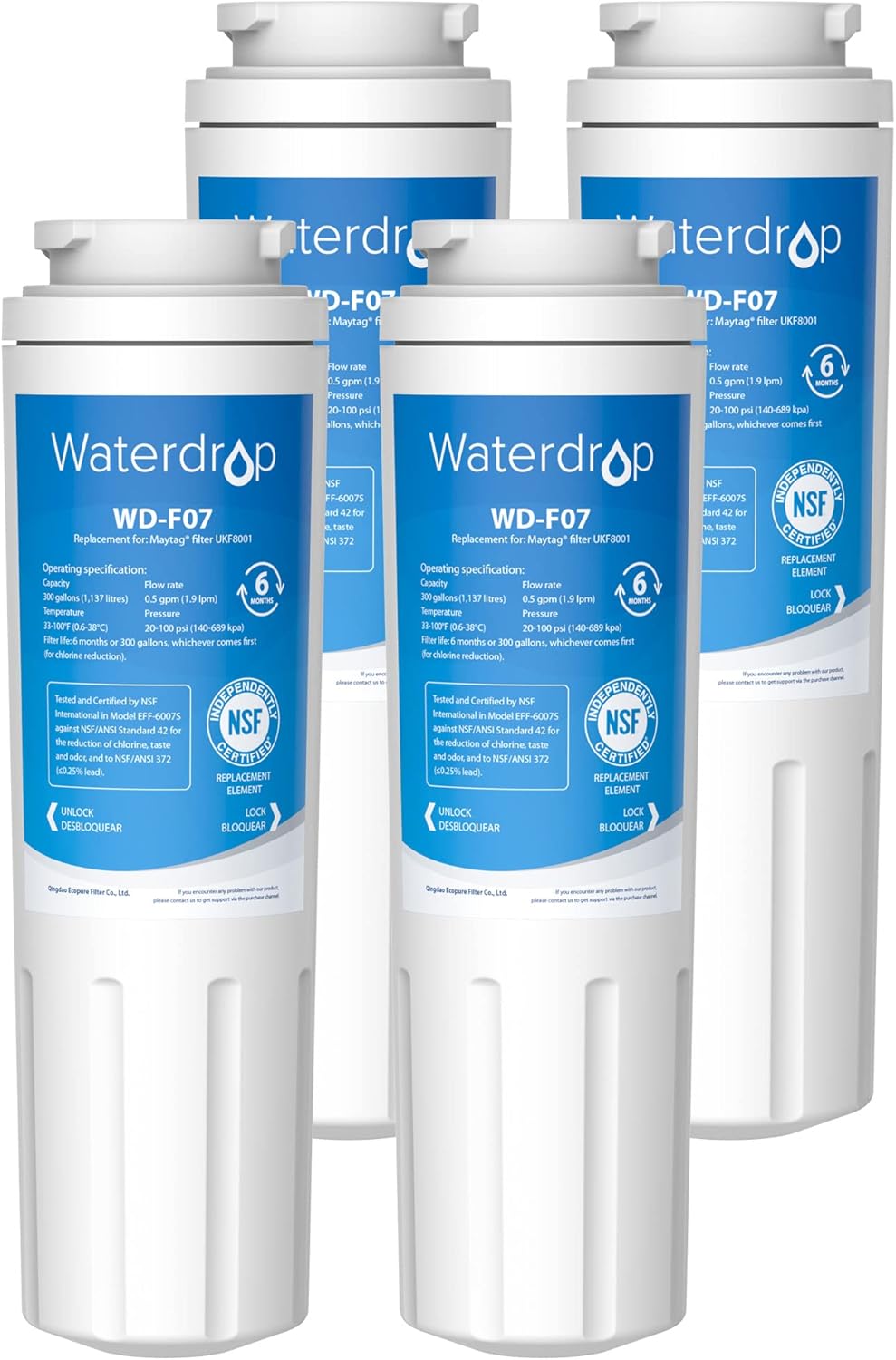 Waterdrop UKF8001 Refrigerator Water Filter 4, Rep...