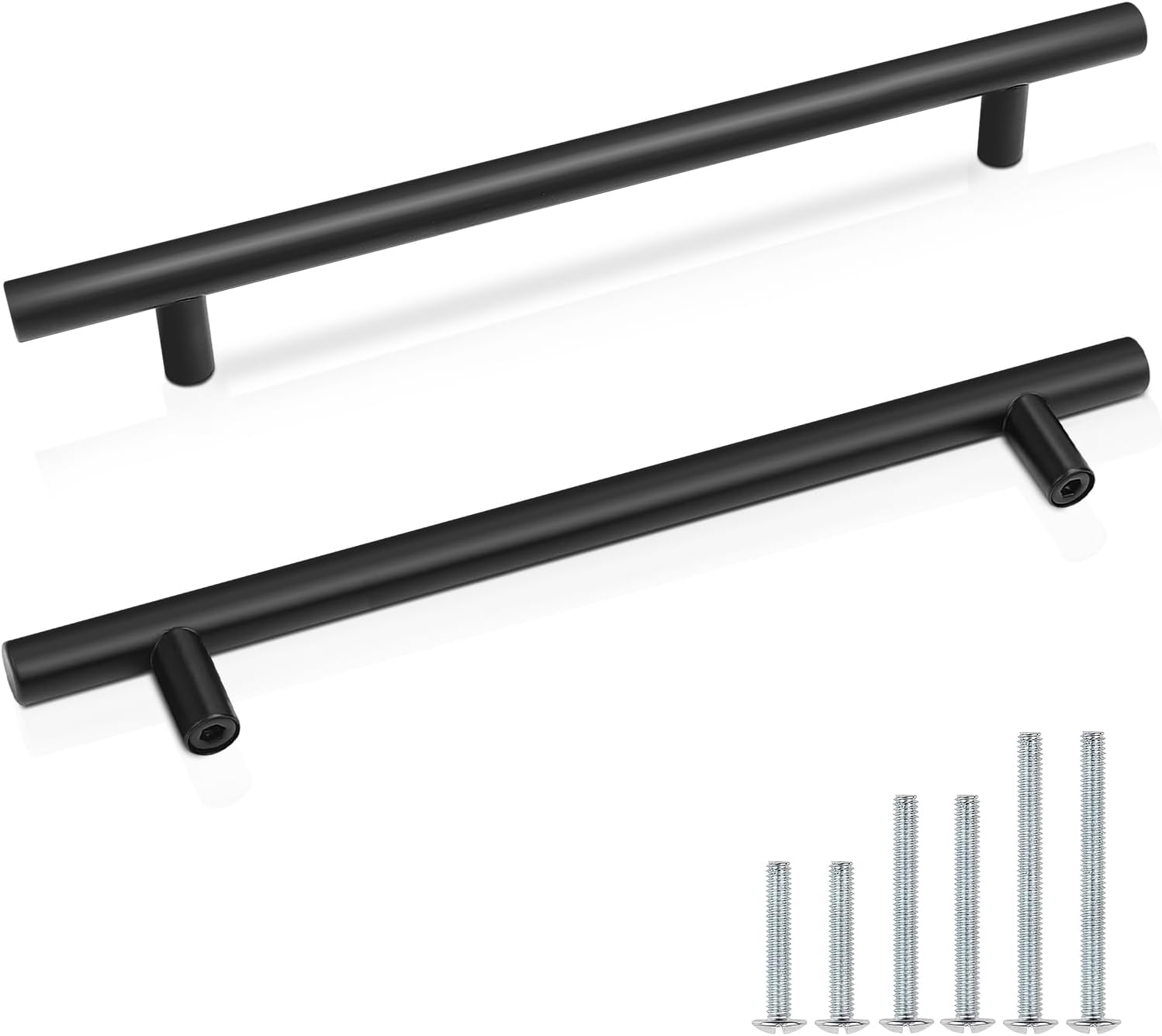 Probrico Black Cupboard Handles, 7-1/6 Inch (192mm) Hole Spacing Black Kitchen C...