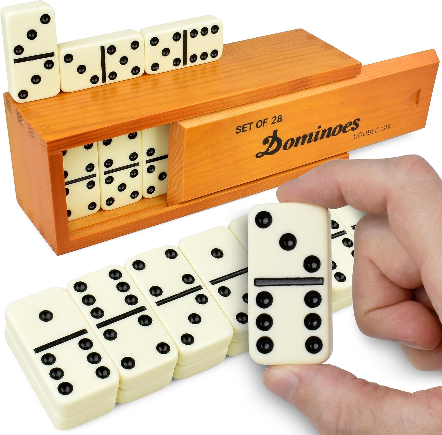 Queensell Jumbo Dominoes Set for Adults and Kids – Domino Set for Classic Board...