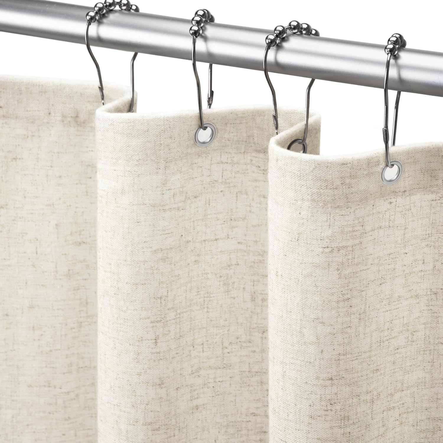 Awellife Shower Curtain, Special Linen Cream Farmhouse Shower Curtain for Bathro...