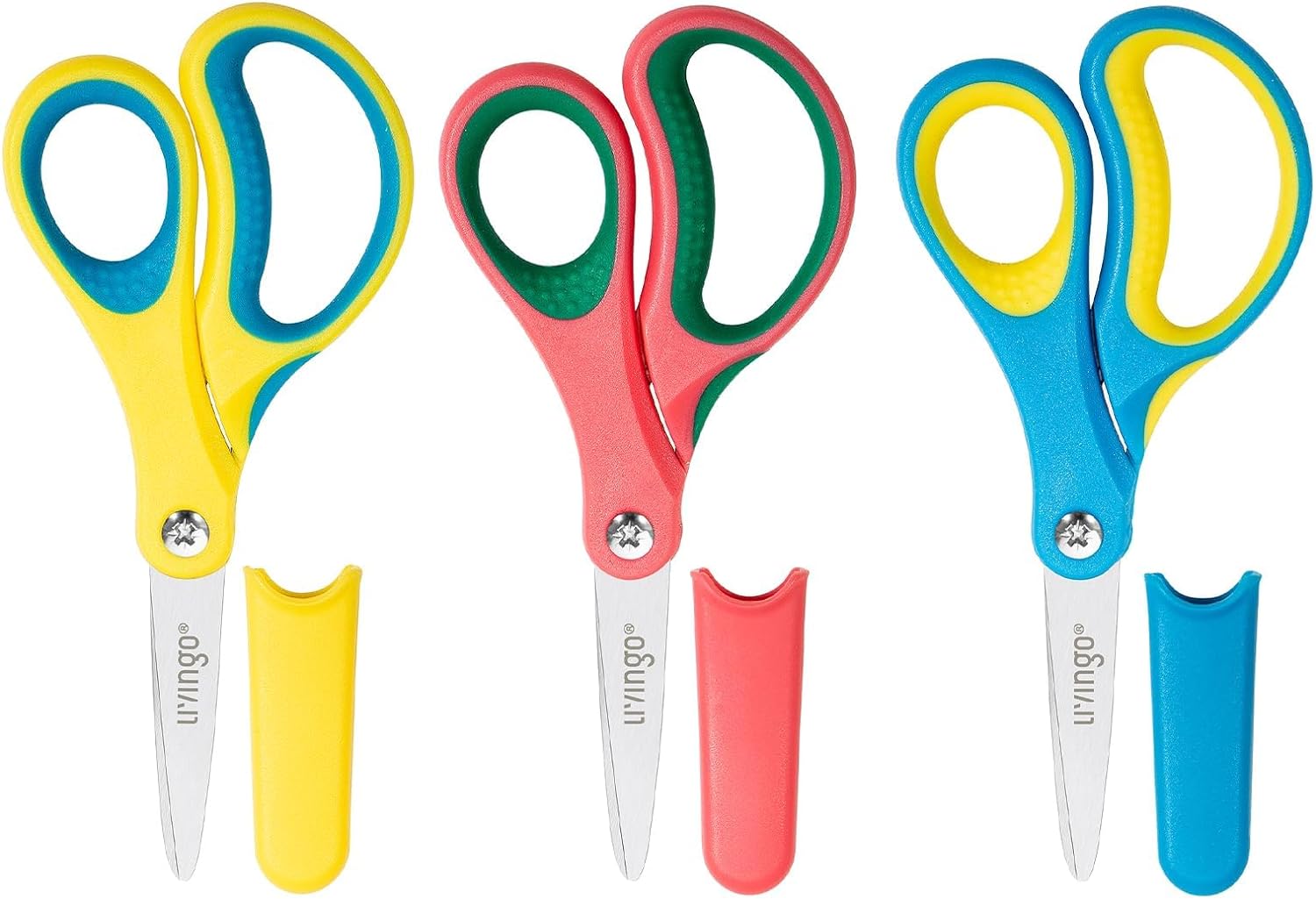 LIVINGO Children Craft Scissors Set: 5 Inch Small Stainless Steel Kids School Ar...