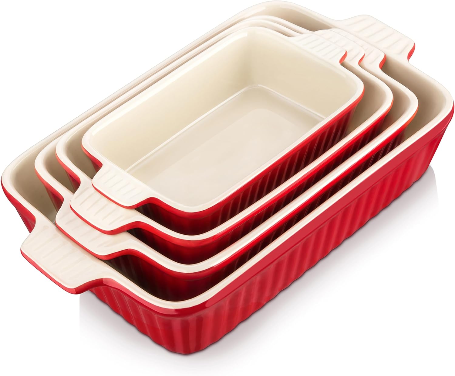 MALACASA, Series Bake, Rectangular Baking Dish Set of 4 (9"/11"/12"/14"), Oven t...