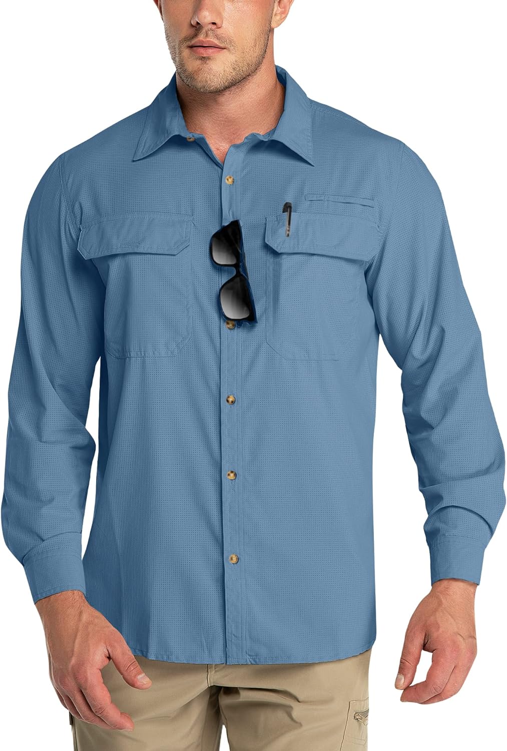 Outdoor Ventures Men's UPF 50 UV Sun Protection Shirt, Special Long Sleeve Hikin...