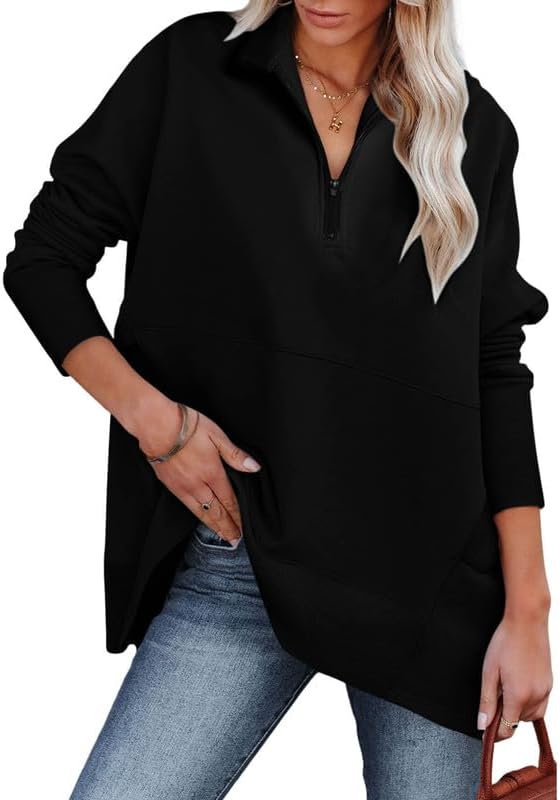 Dokotoo Women's Casual Oversized Sweatshirt, Special Half Zip Pullover Jacket wi...