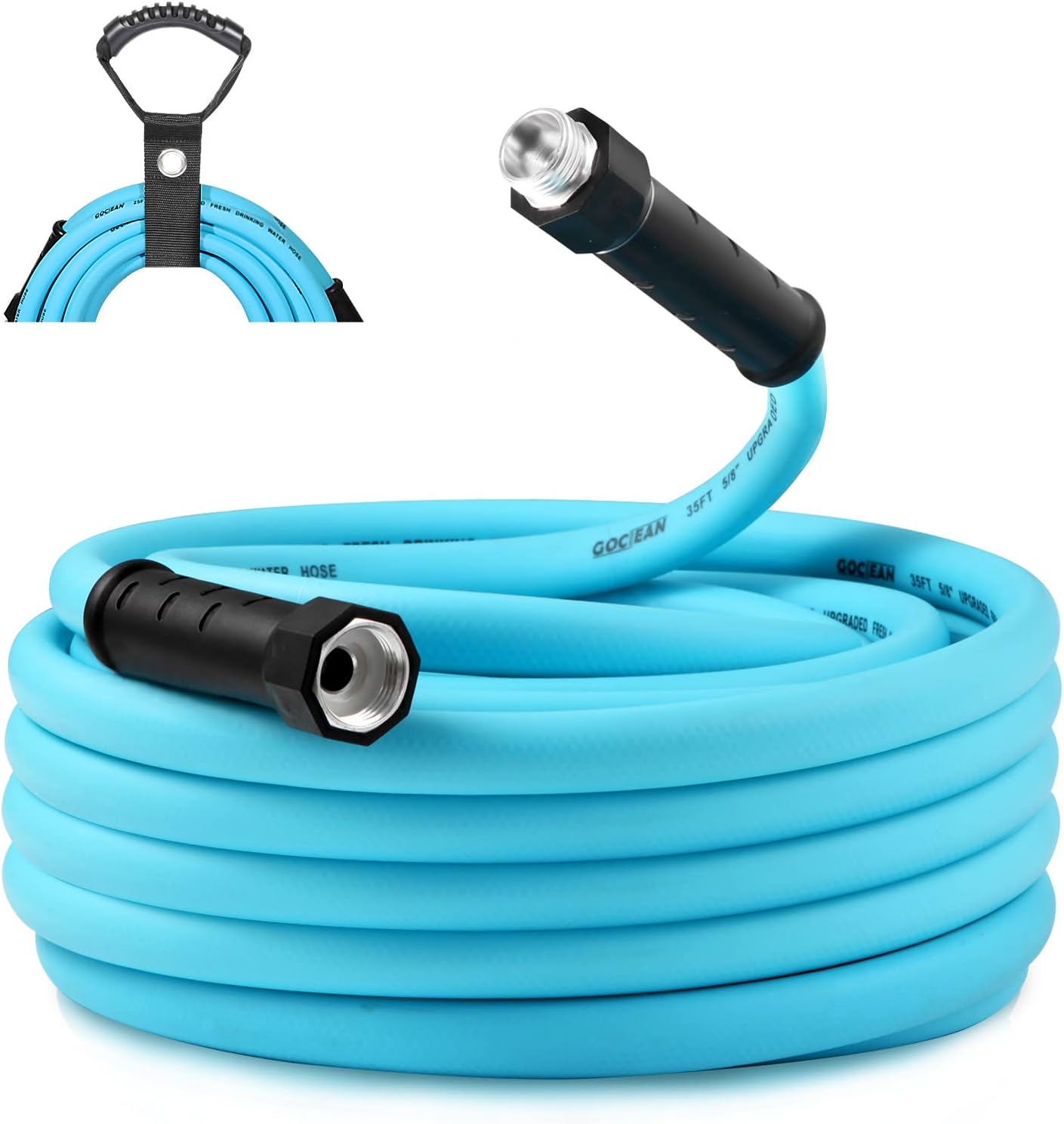 35ft Upgraded RV Water Hose with Storage Straps, 5/8" RV Drinking Water Hose, Le...