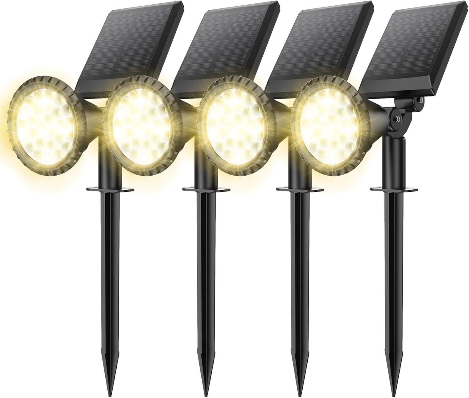 Solar Spot Lights for Outside, 27 LED Outdoor Solar Lights for Yard, 4 Pack Sola...