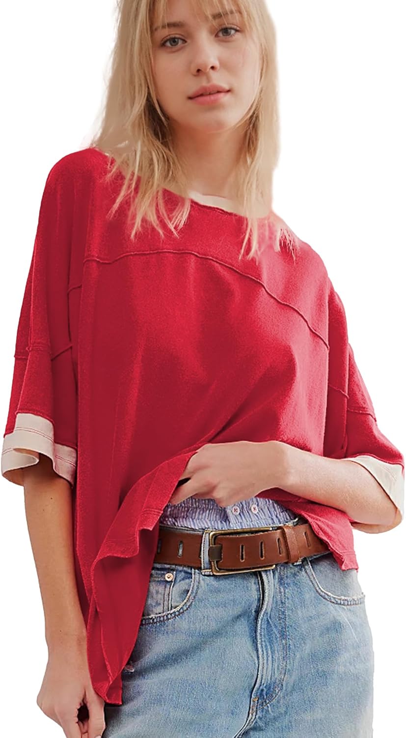 Songling Womens 3/4 Length Sleeve Casual Loose Fit Summer Tee Shirt Basics Cotto...