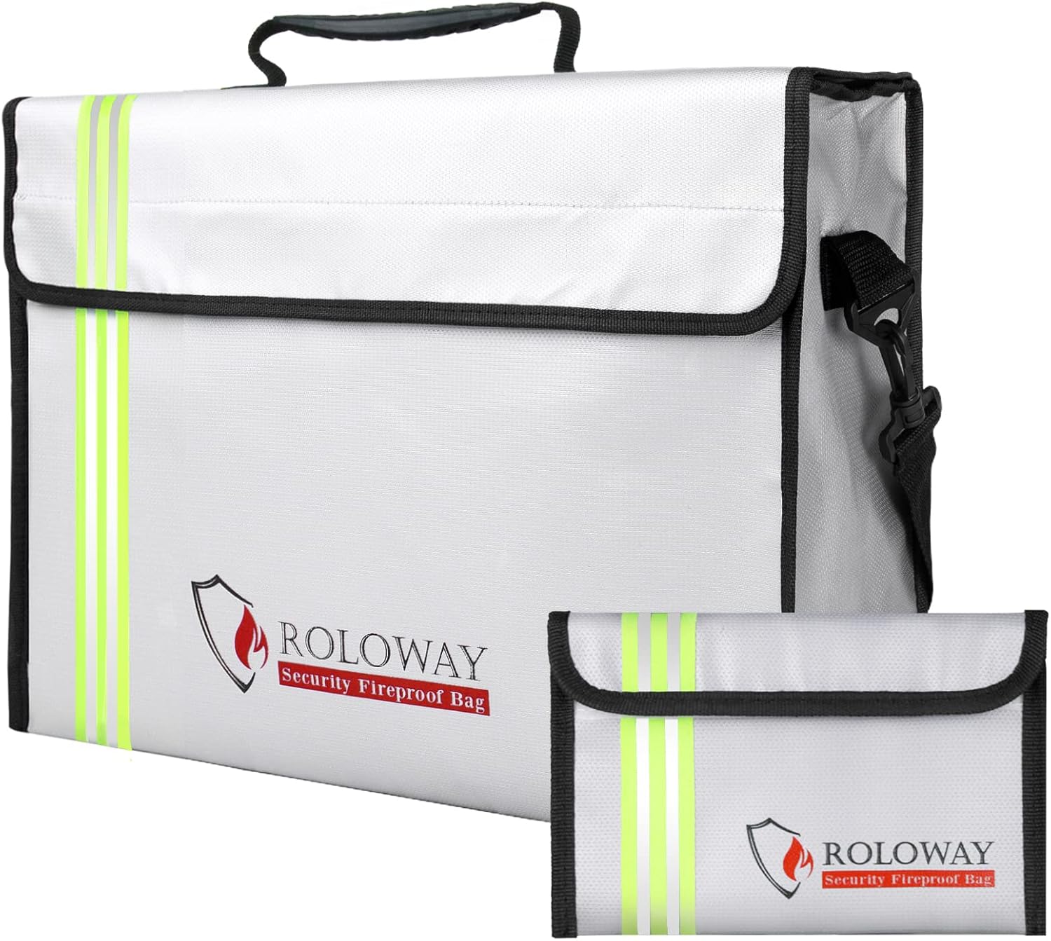 ROLOWAY Fireproof Document Bag, Special Fireproof Bag with Reflective Strip, Inn...