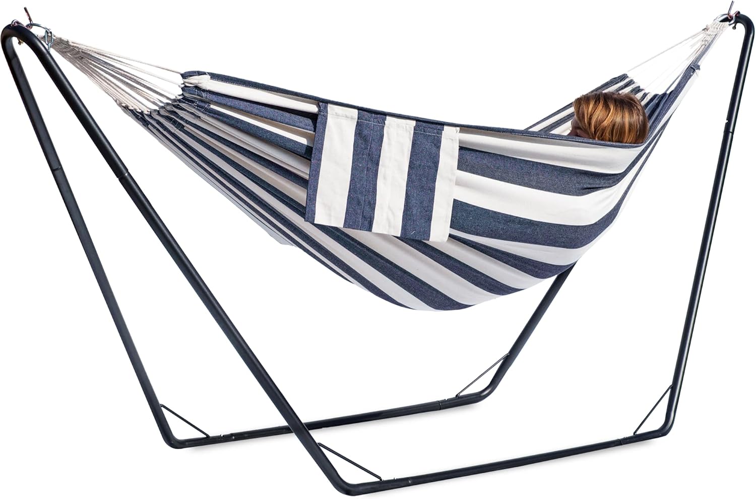 Double Hammock with Stand, Special Hammock for Outside with Stable V-Shape, Sust...