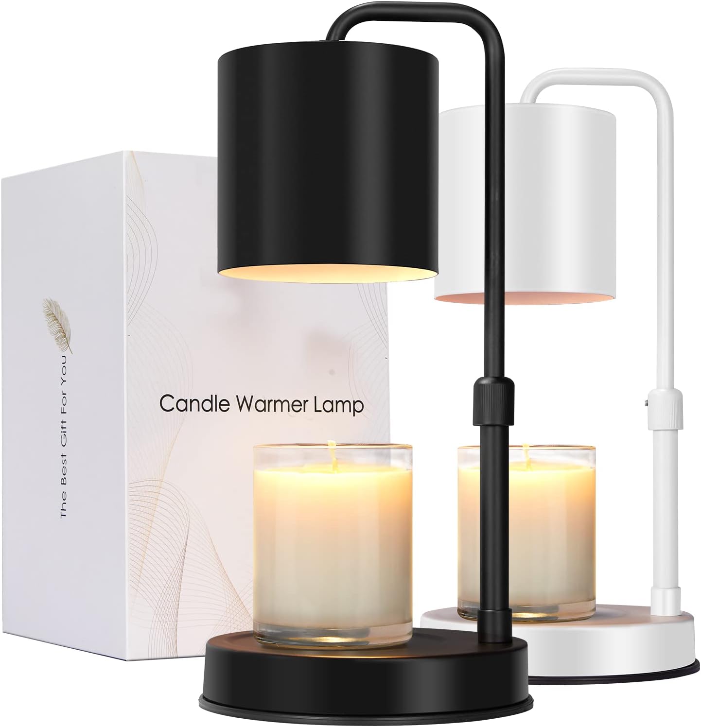 Candle Warmer Lamp Adjustable Height Dimmable Candle Lamp Warmer with Timer Comp...