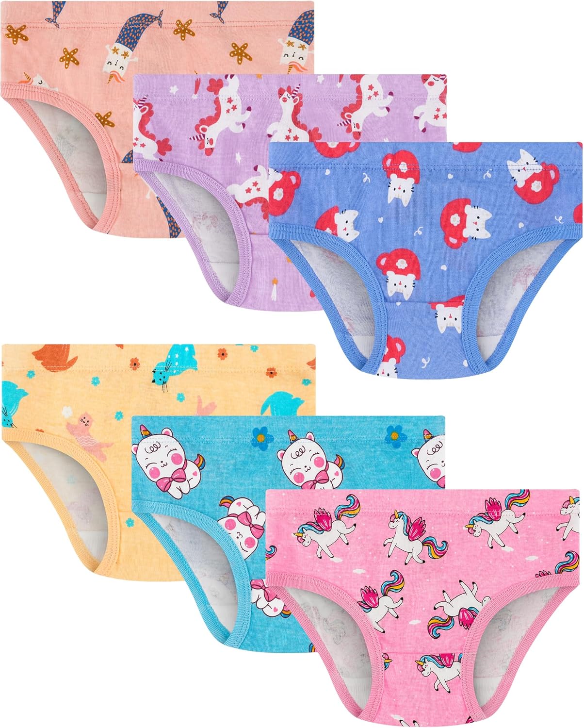 100% Cotton Girls Underwear, Special Tagless Comfort Toddler Panties, Unique 6-P...