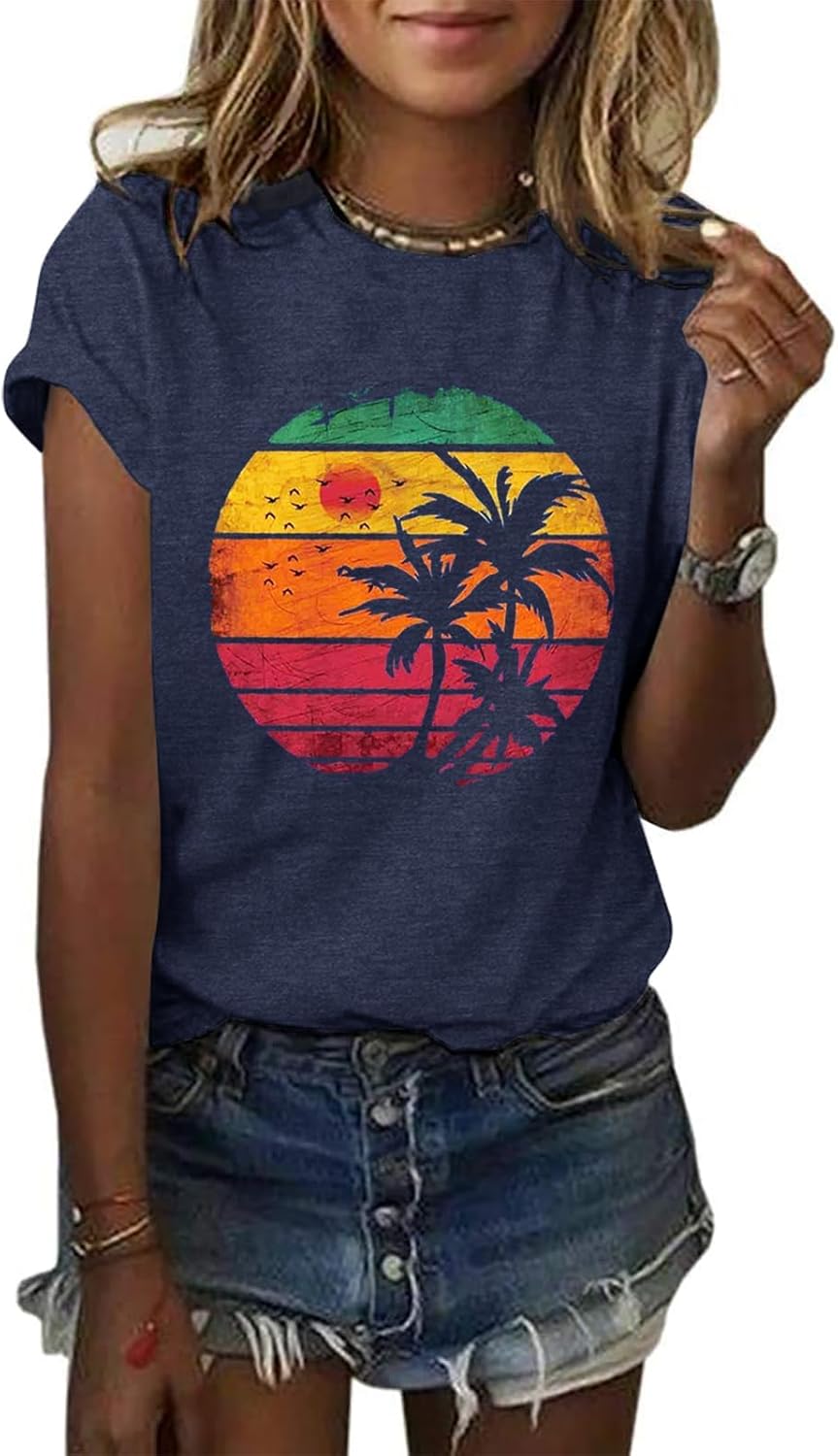 GEMLON Womens Summer Graphic Tees, Trendy Shirts for 2024, Special Loose Fit T-S...