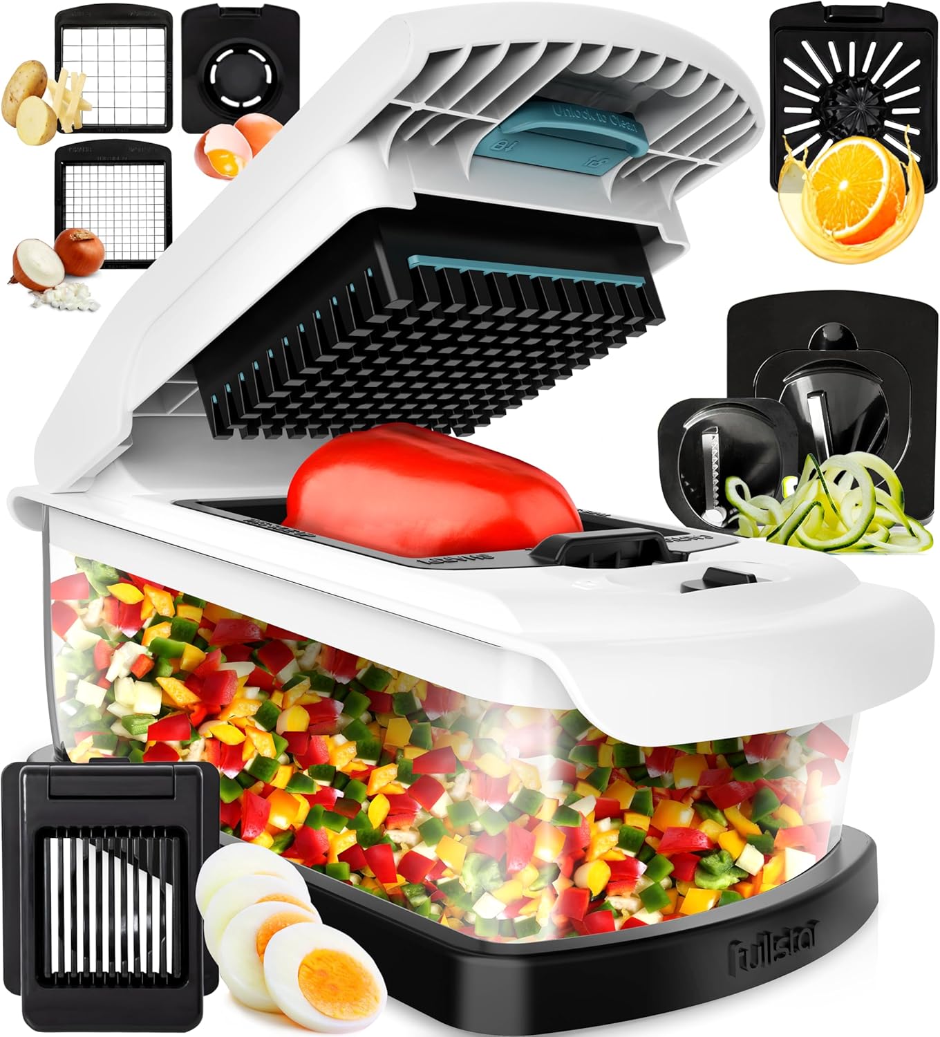 Fullstar 9-in-1 Vegetable Chopper, Special Veggie Chopper with Extra Large Catch...