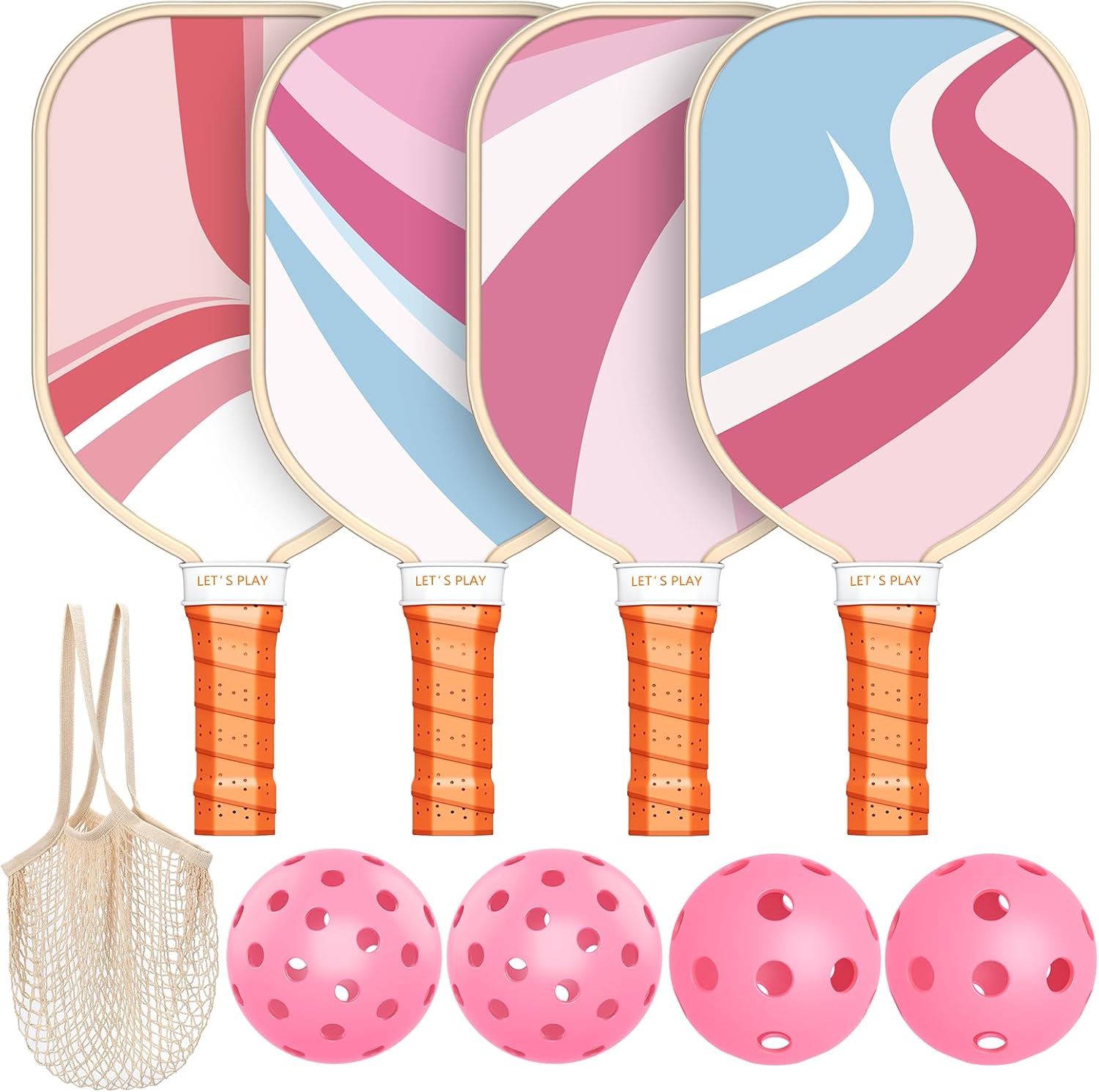 Pickleball Paddles Set, Premium Pickleball Equipment  Set of 4, High-Quality Woo...