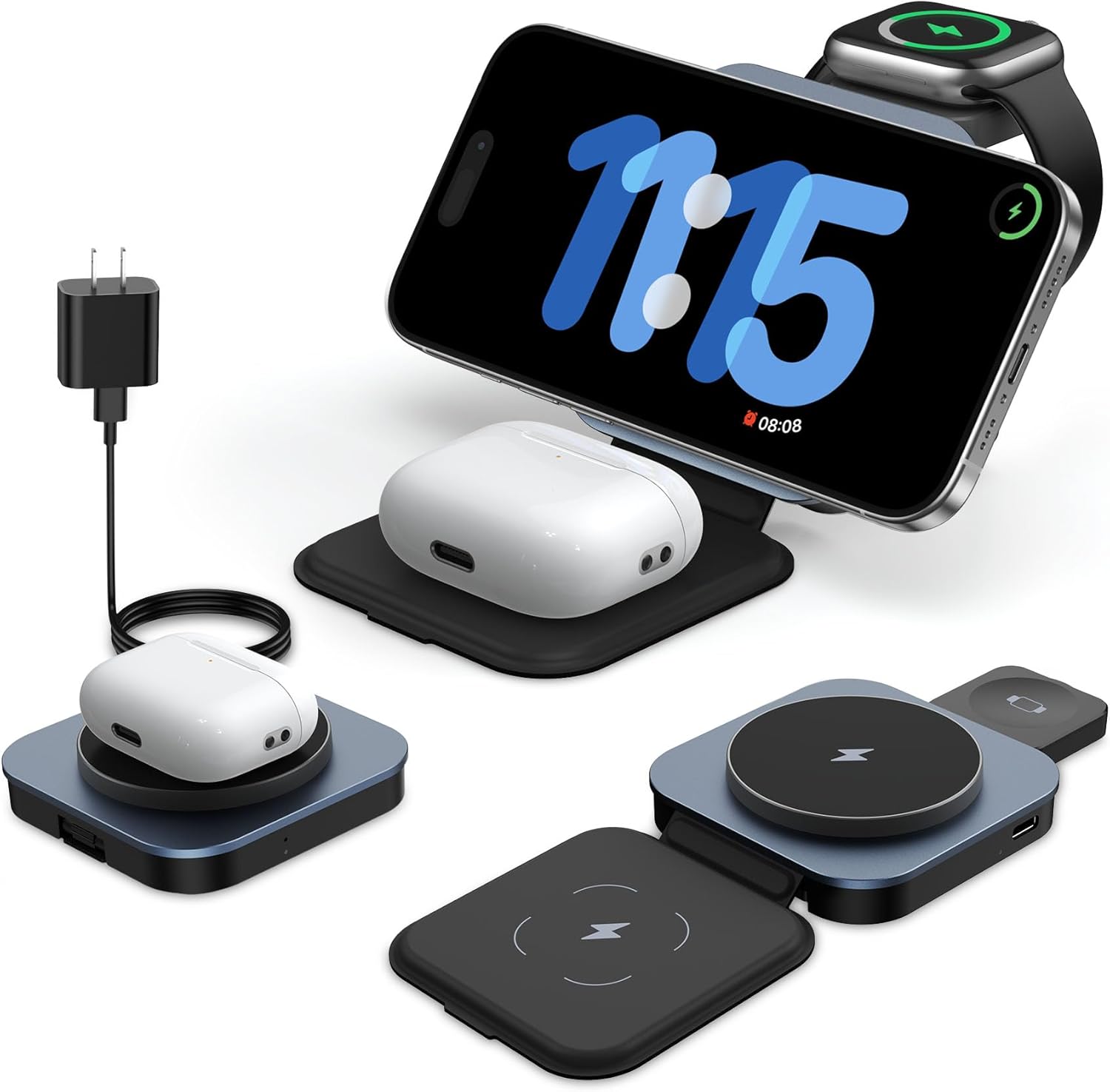 Upgraded Wireless Charger, Special 3 in 1 Magnetic Foldable Travel Fast Charging...