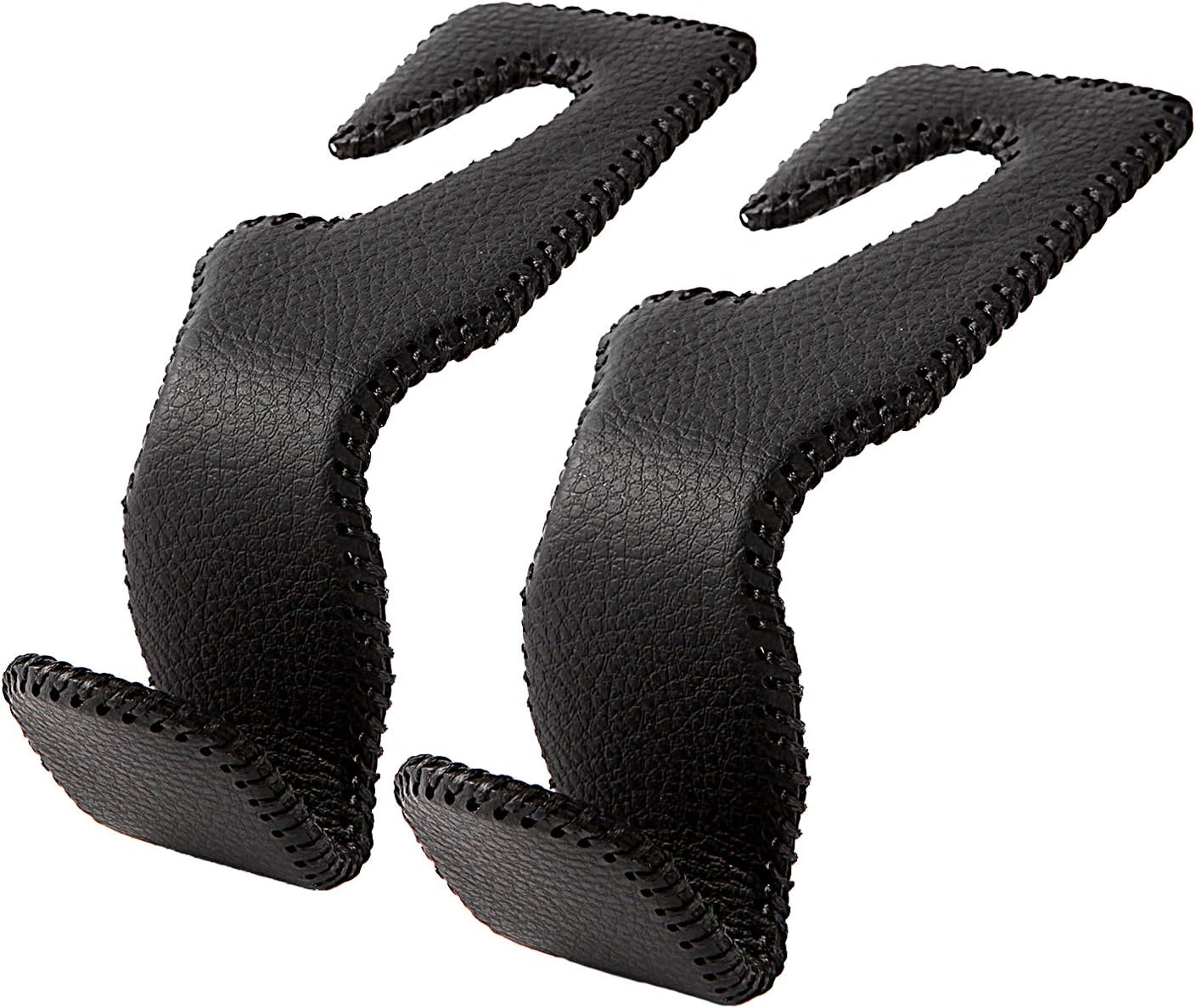 Headrest Hooks for Car, Back Seat Organizer Black Leather Hanger Holder Hook, fo...