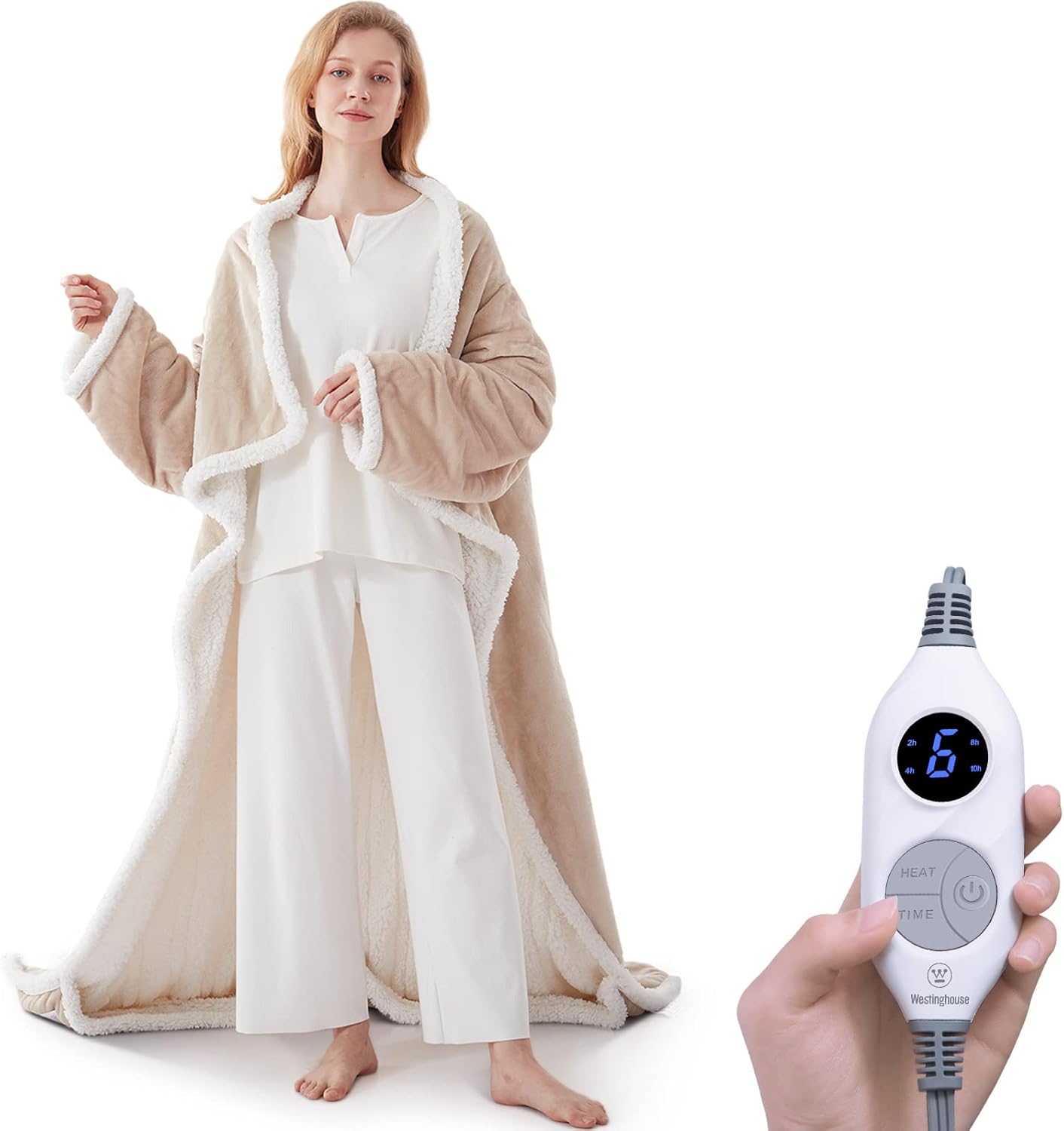 Westinghouse Electric Snuggle Throw Blankets with Foot Pocket, Wearable Heated T...