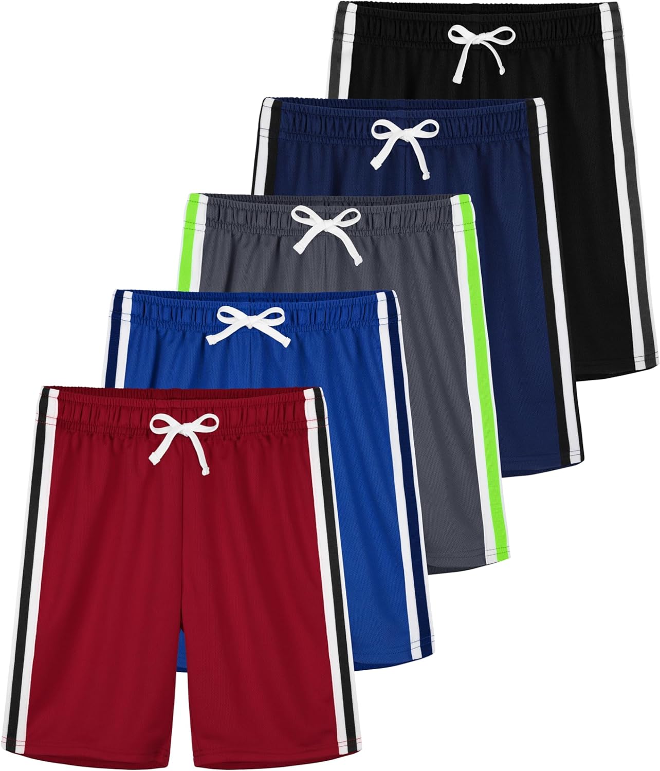 5 Pack Boys Shorts Boys Athletic Shorts Basketball Mesh Kids Soccer Gym Shorts C...
