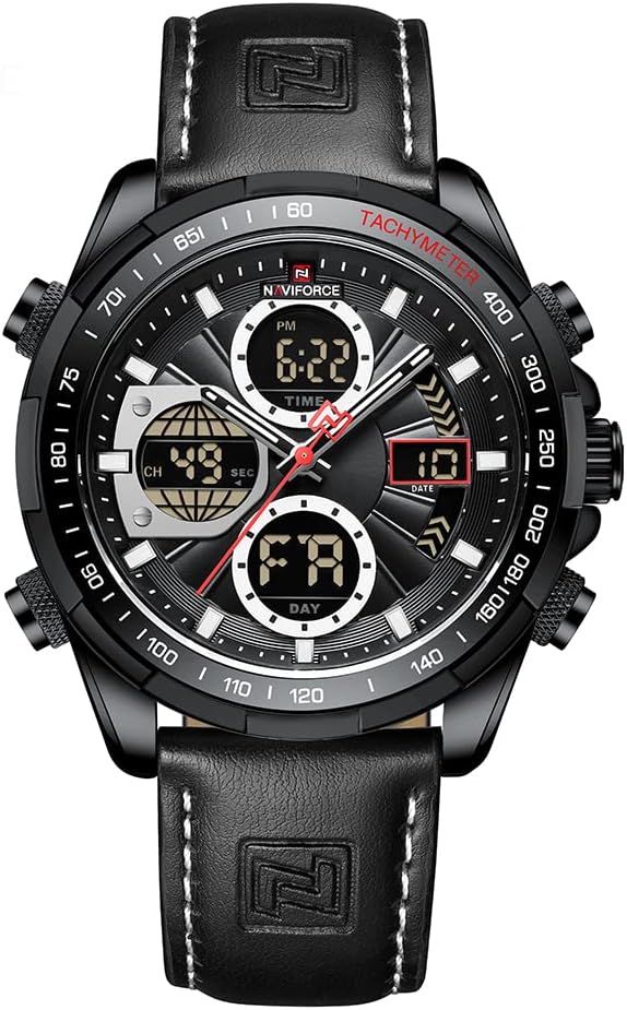 NAVIFORCE Men's Military Watch, Special Digital Watches with Analog Quartz, High...