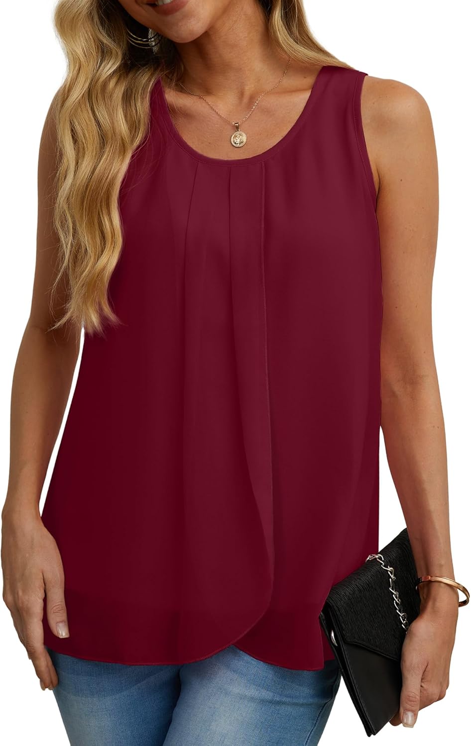 IWOLLENCE Women's Summer Tank Tops, Special Sleeveless Chiffon Casual Blouse, In...