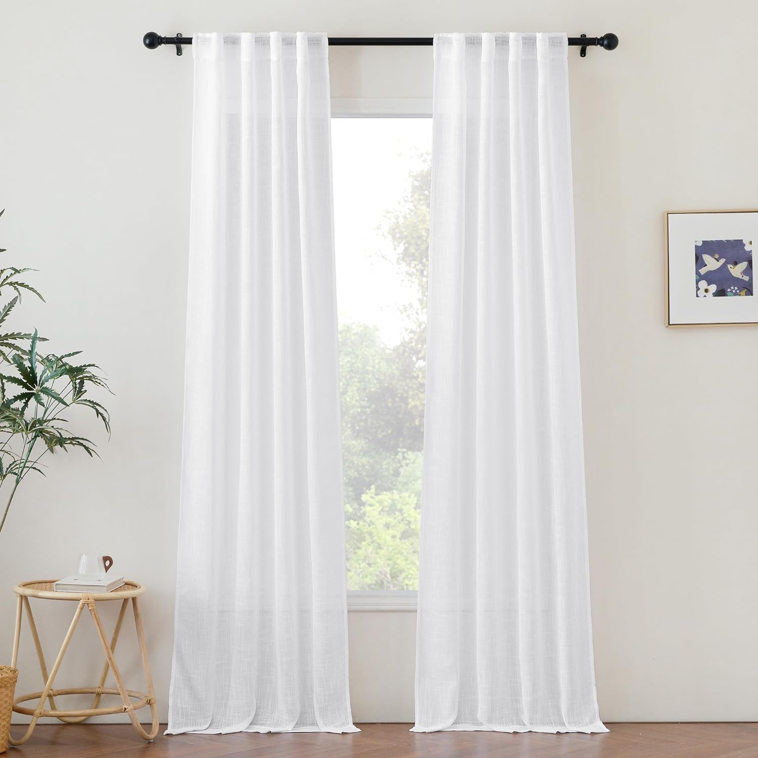 NICETOWN Sheer Curtains, Special White Curtains 96 inches Long, Innovative Rod P...