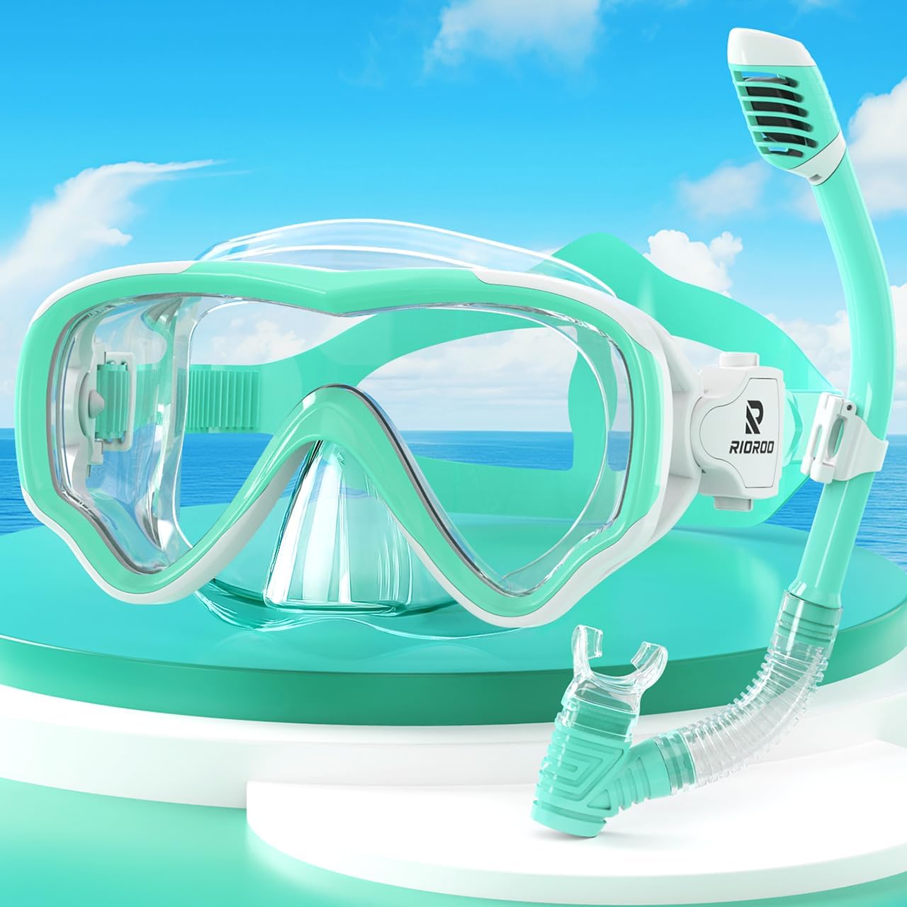 RIOROO Snorkel Mask For Kids, fog Proof and Leak Proof Floating Goggles, 180 ° H...