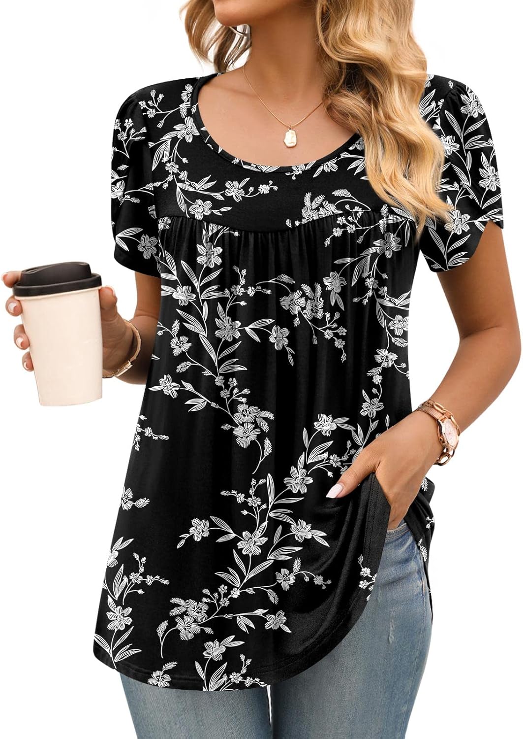 Anymiss 2024 Womens Summer Tunic Tops, Special Casual Dressy Short Sleeve Blouse...